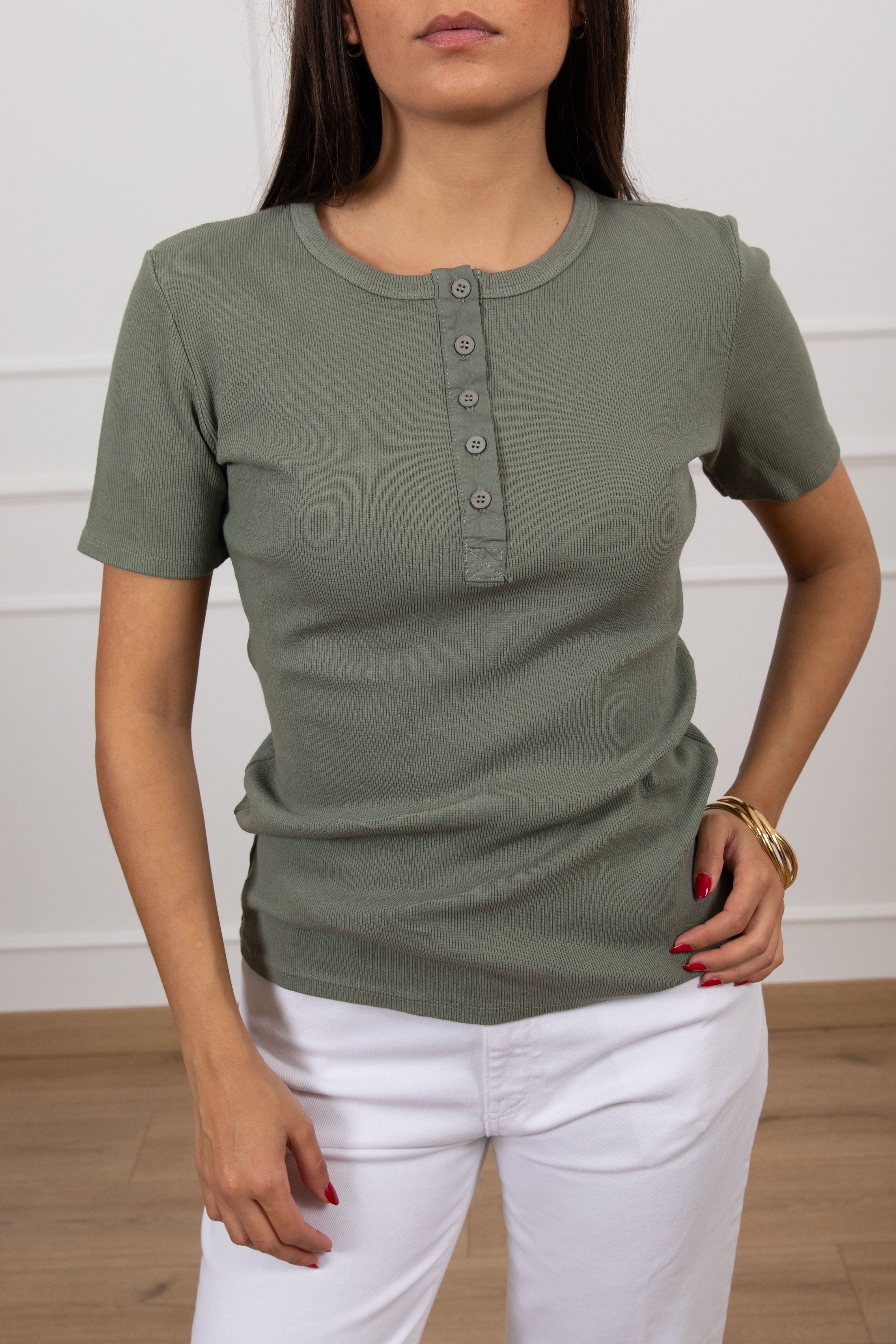 T-shirt serafino a coste Tensione IN