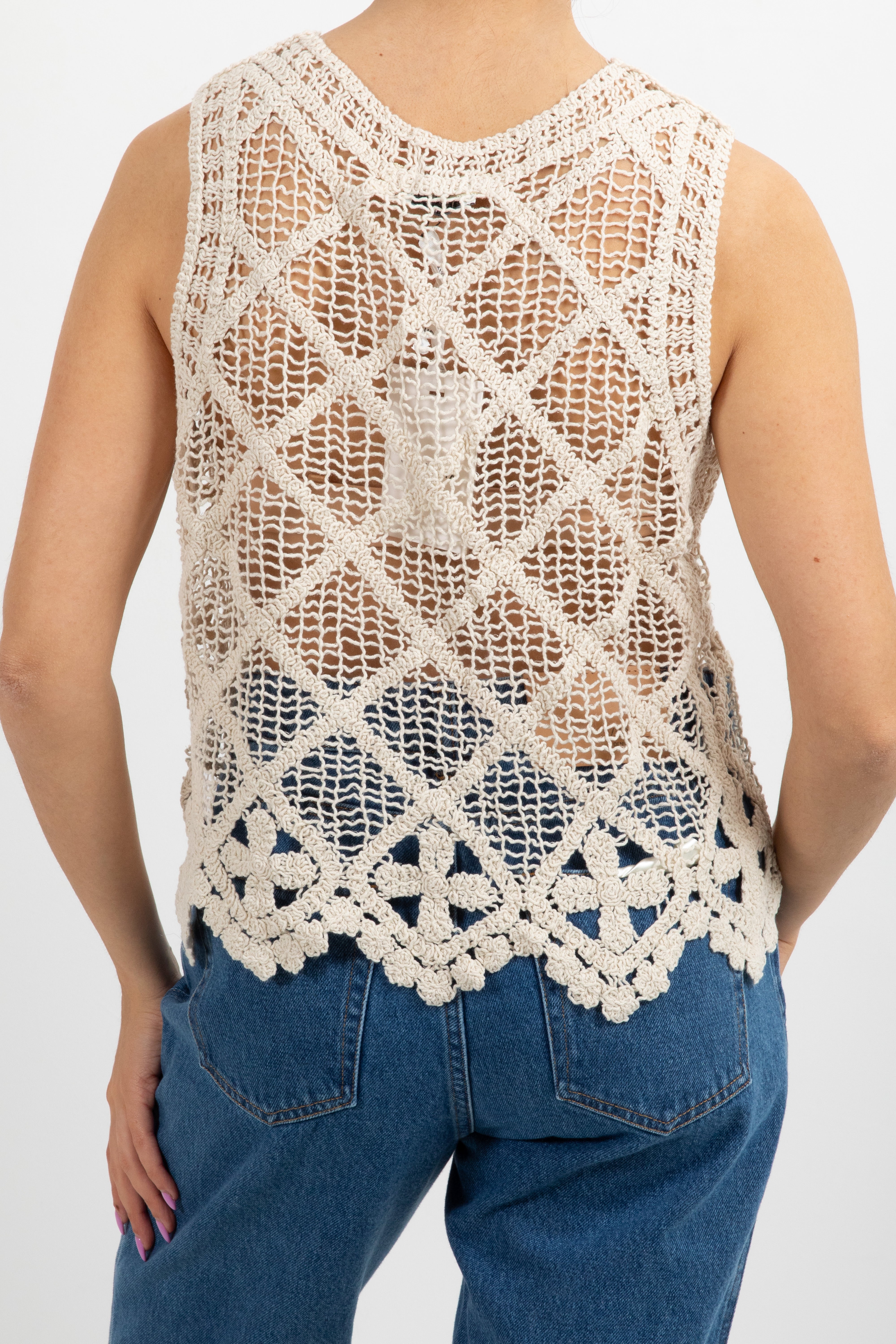 Canotta crochet con motivo rombi Susy Mix