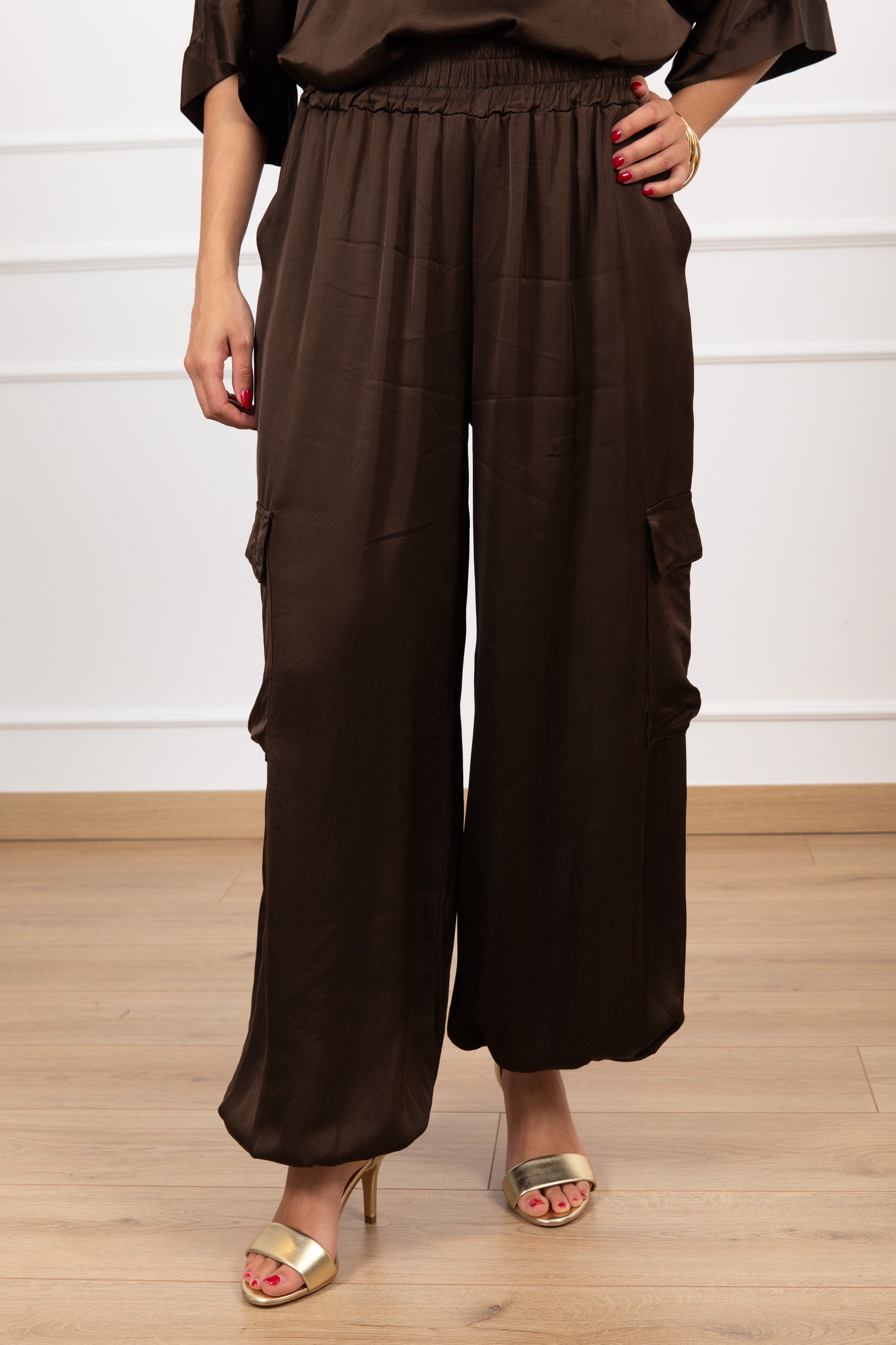Pantalone cargo in viscosa con elastico Motel