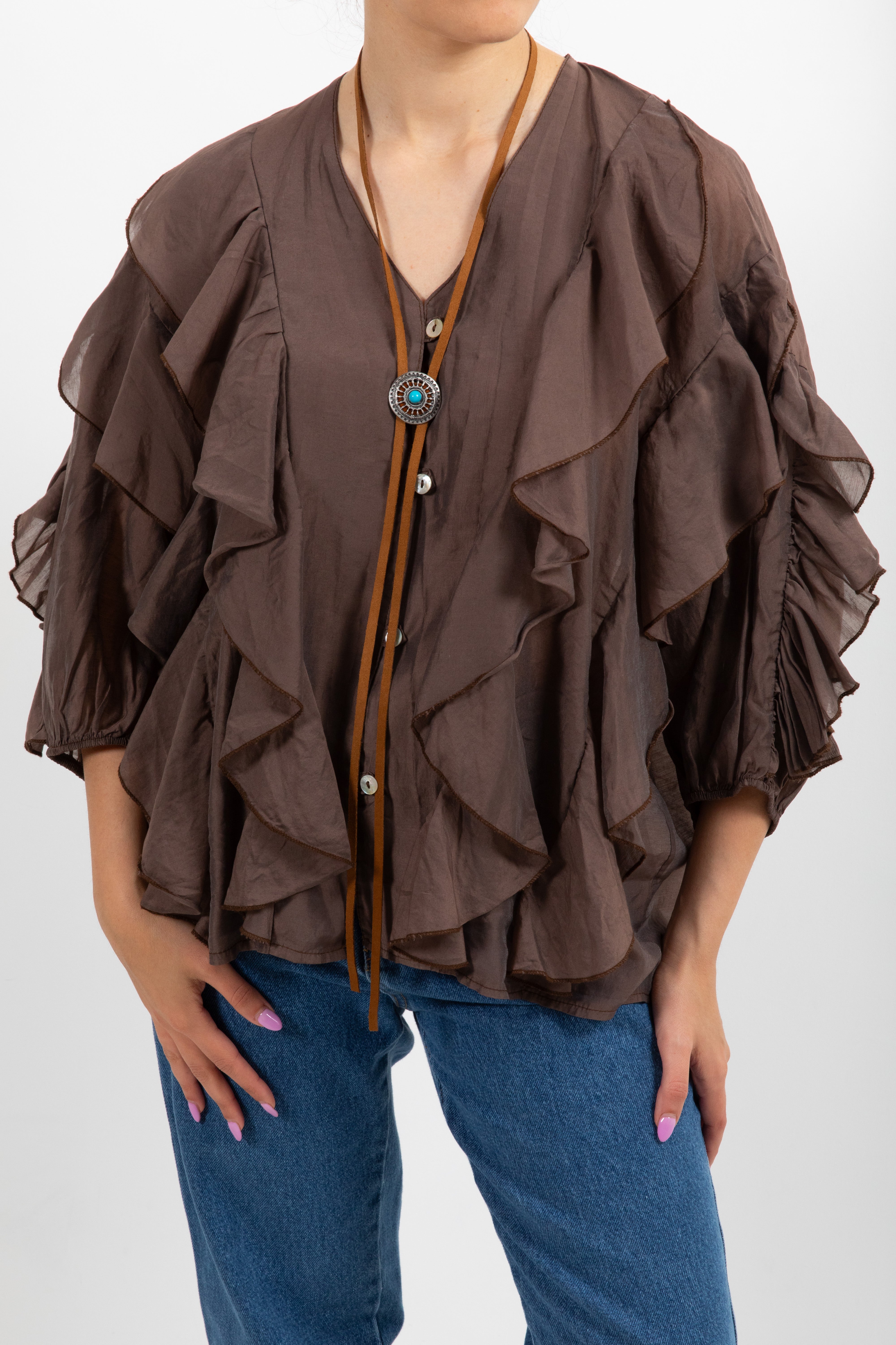 Camicia balze e rouches con bolo Susy Mix