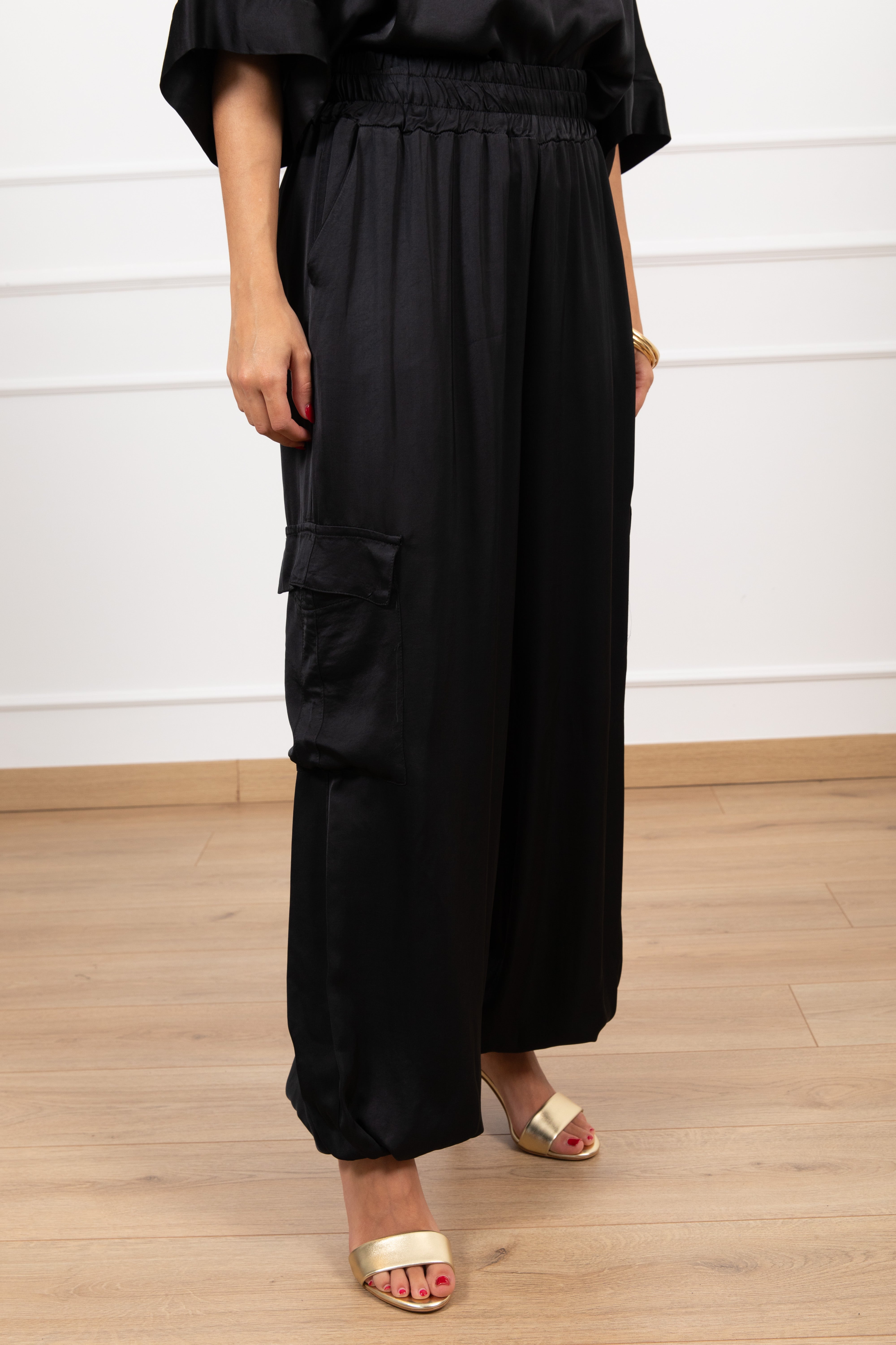 Pantalone cargo in viscosa con elastico Motel