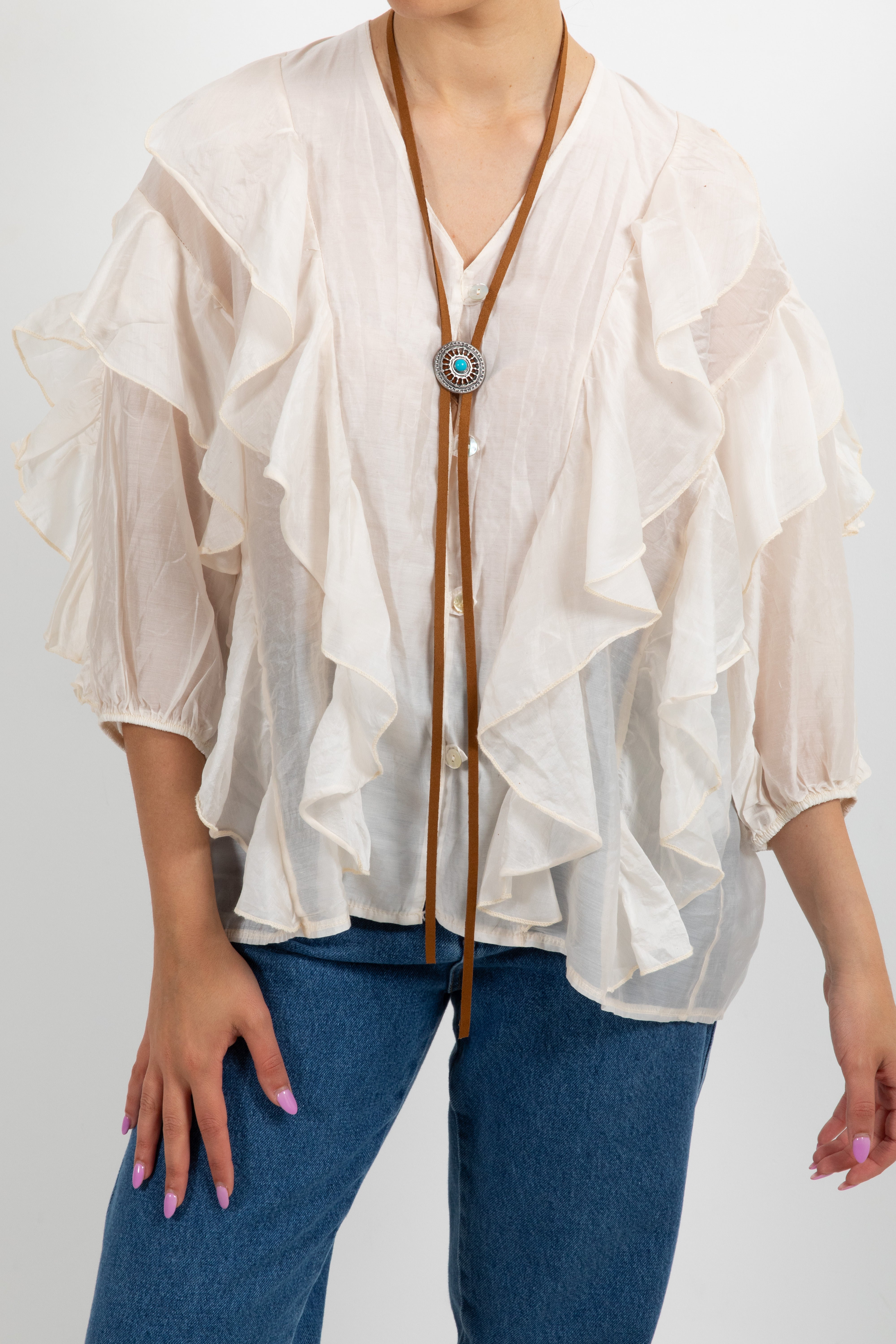 Camicia balze e rouches con bolo Susy Mix