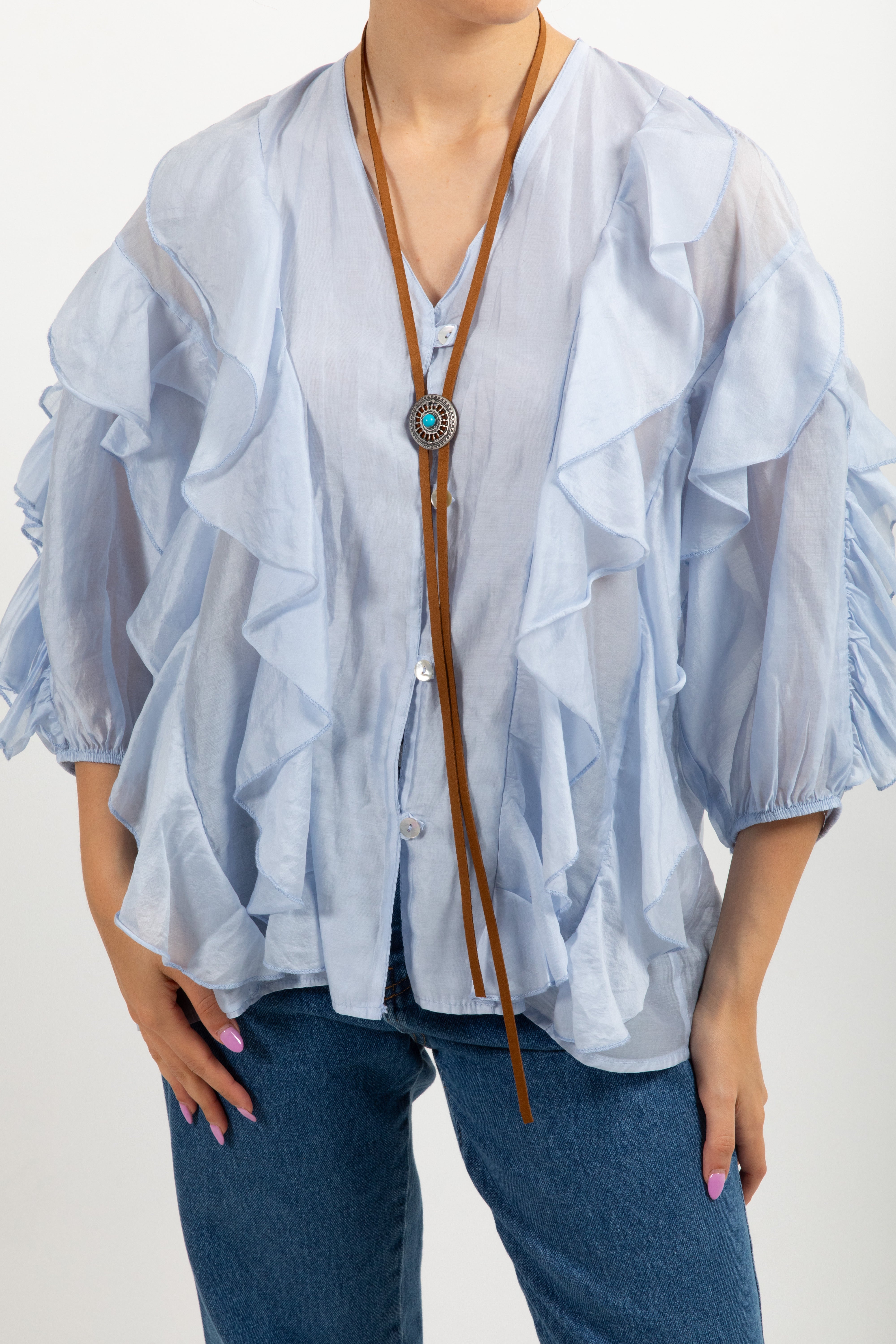 Camicia balze e rouches con bolo Susy Mix