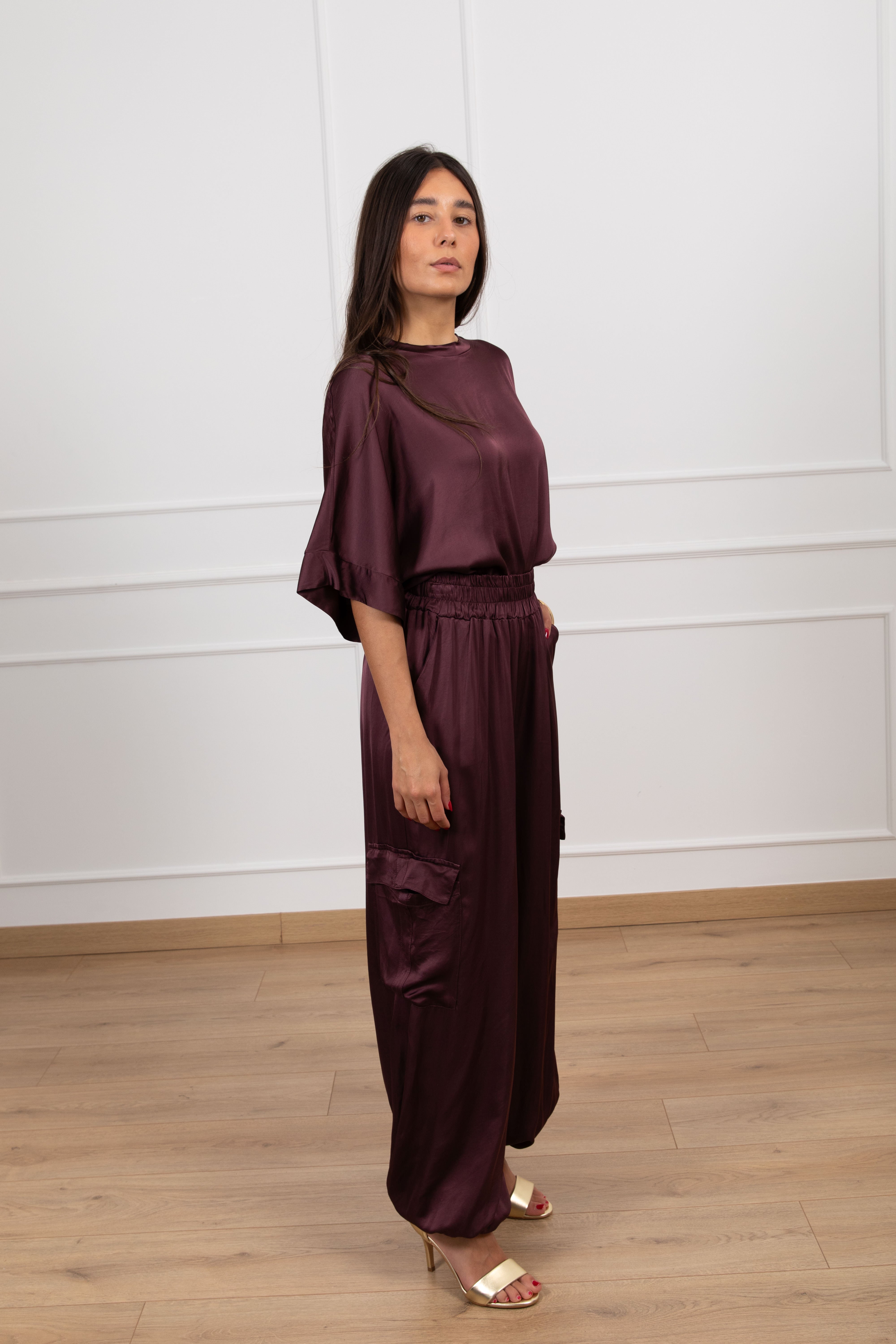 Pantalone cargo in viscosa con elastico Motel
