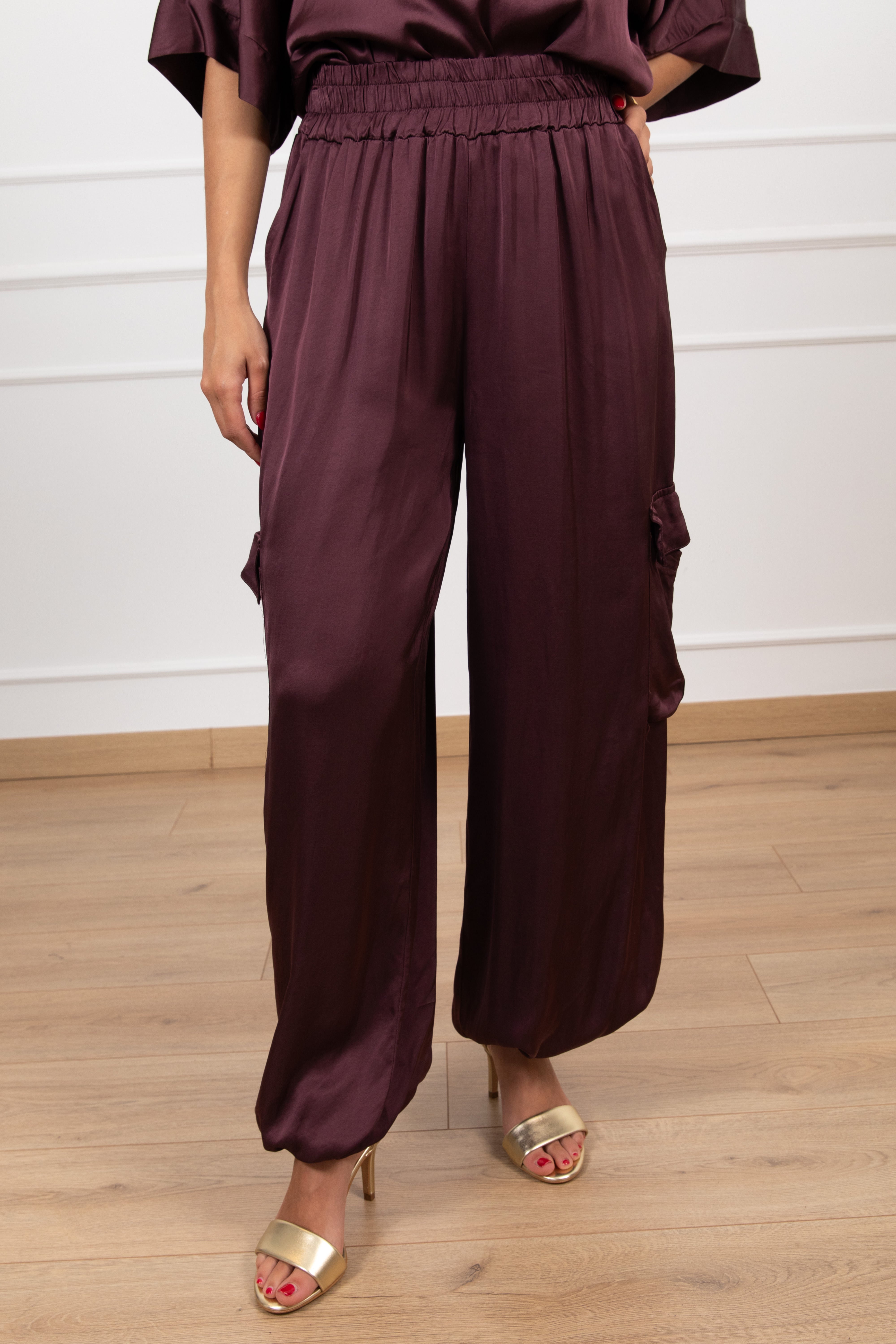 Pantalone cargo in viscosa con elastico Motel