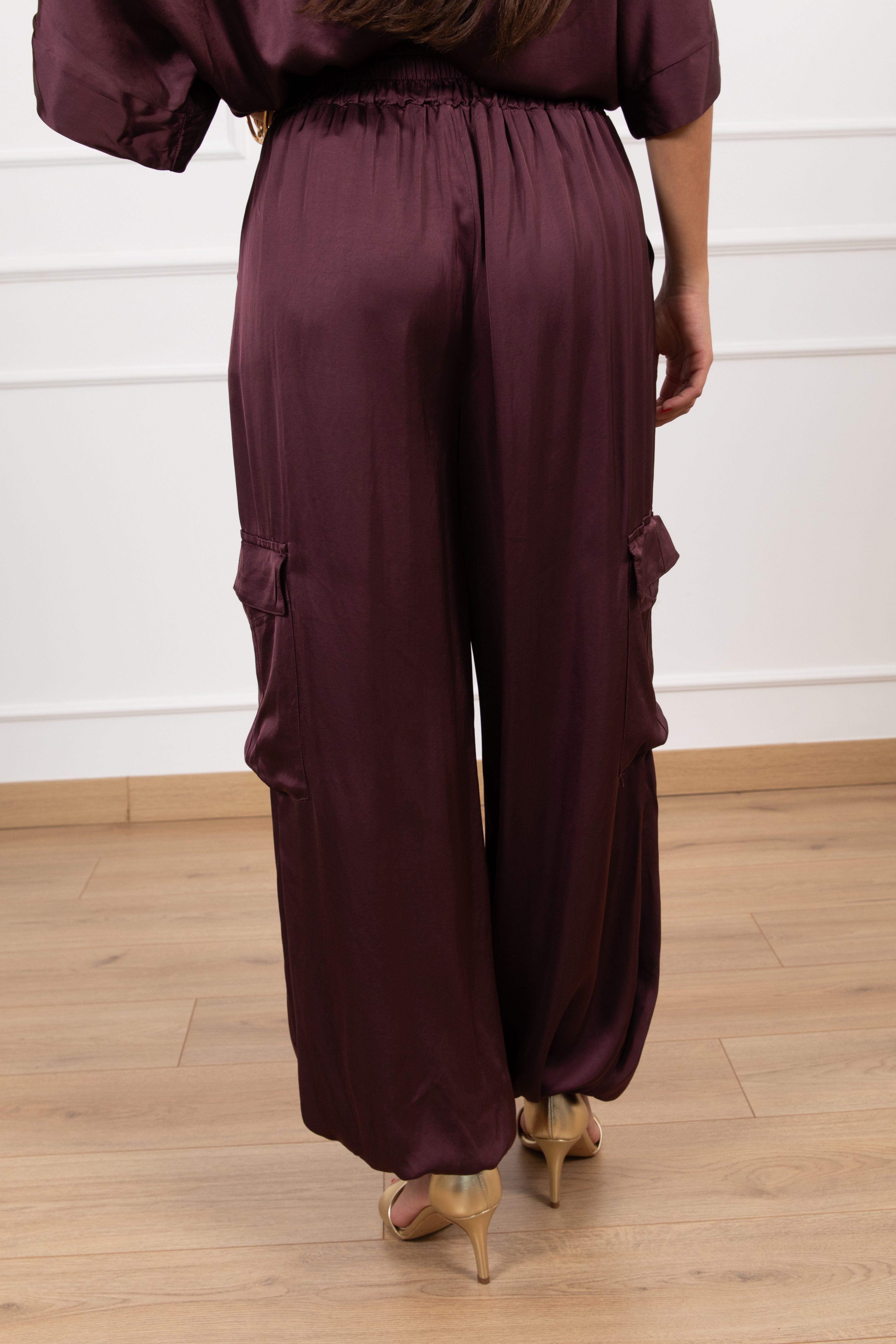 Pantalone cargo in viscosa con elastico Motel
