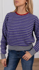 Maglia a righe con profili a contrasto variante viola/grigio Tensione IN