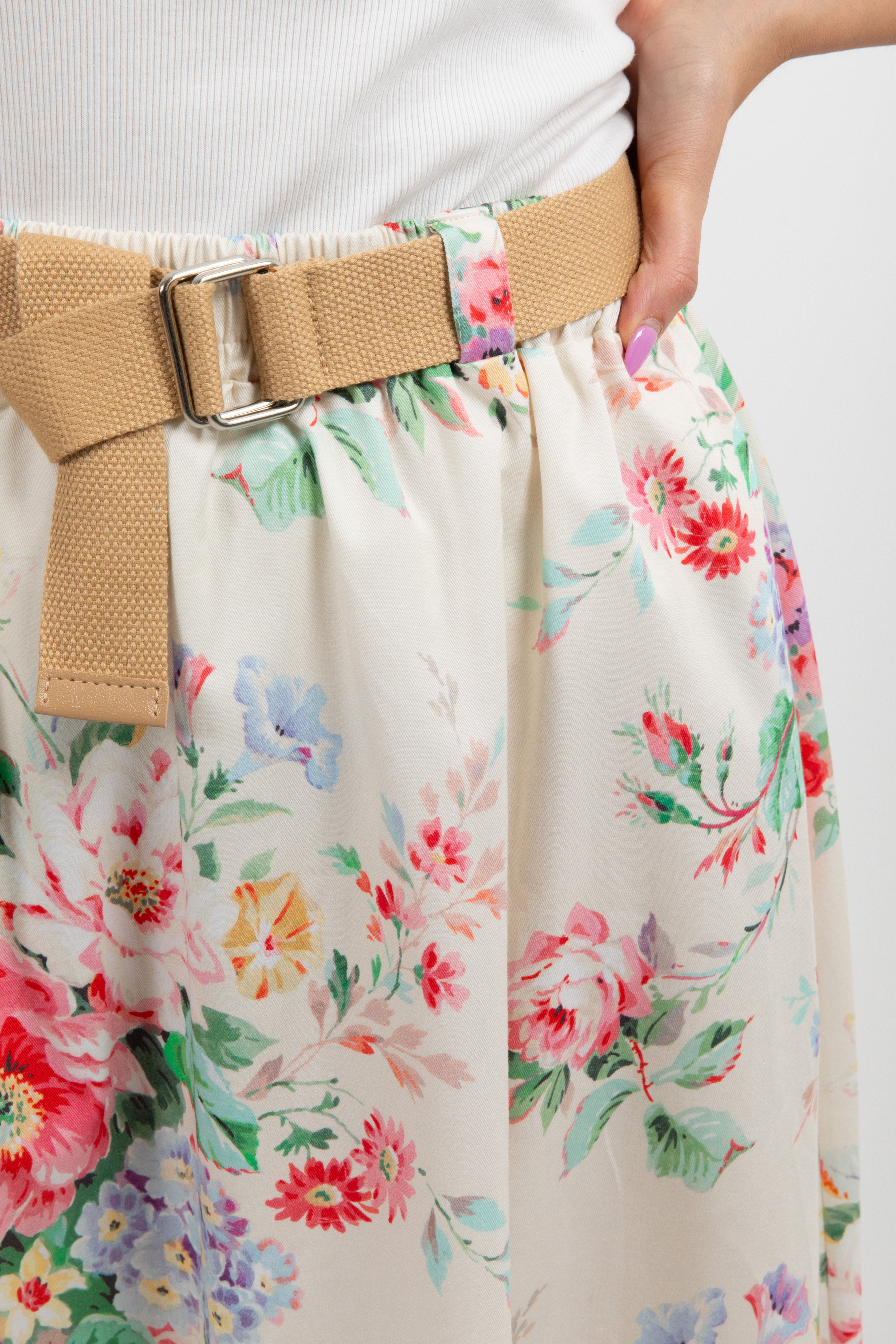 Coordinato gilet e gonna lunga fantasia flowers in cotone Susy Mix