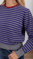 Maglia a righe con profili a contrasto variante viola/grigio Tensione IN