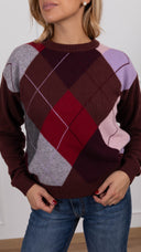 Maglia girocollo a rombi variante bordeaux Tensione IN