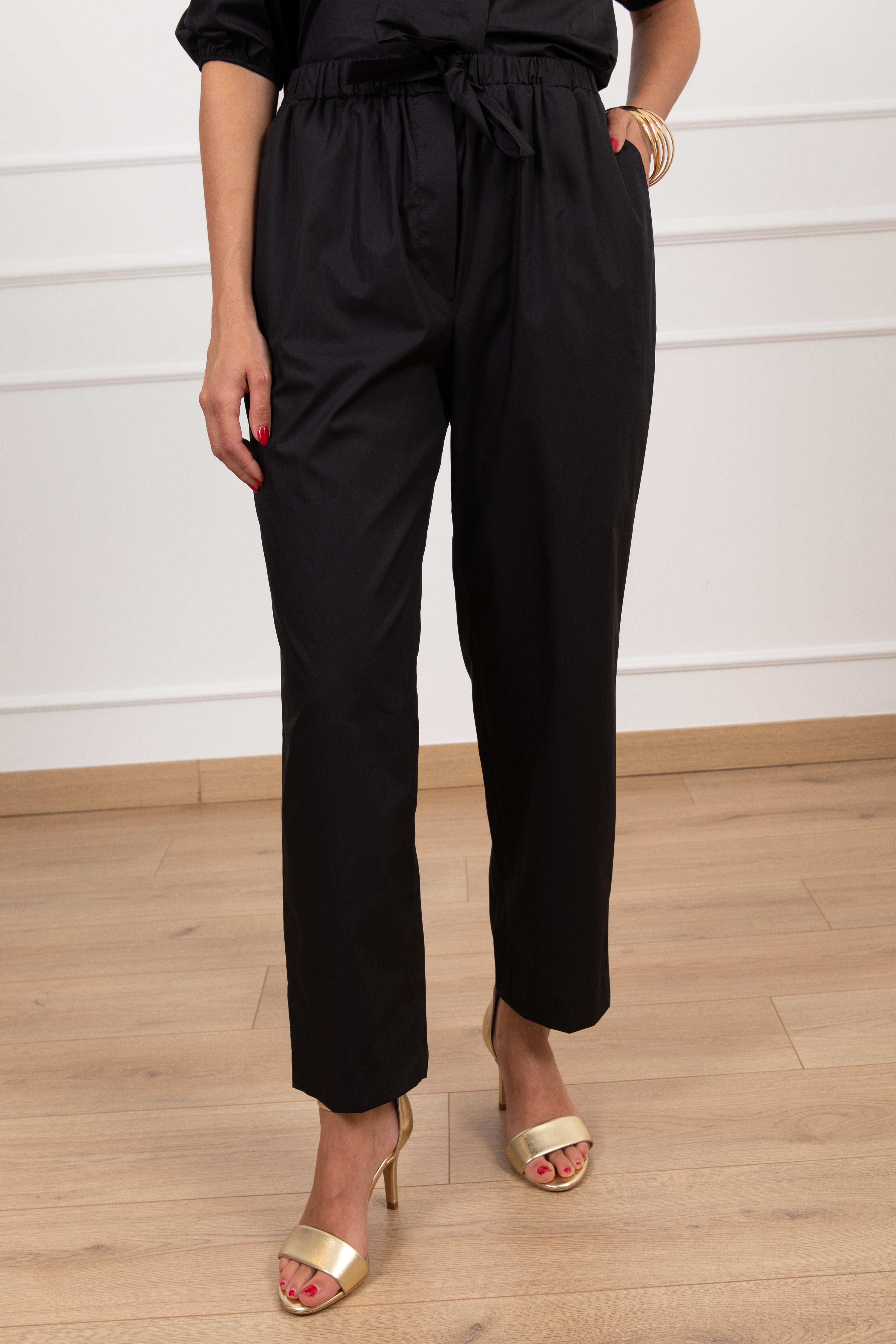 Pantalone a sigaretta in cotone con elastico Motel
