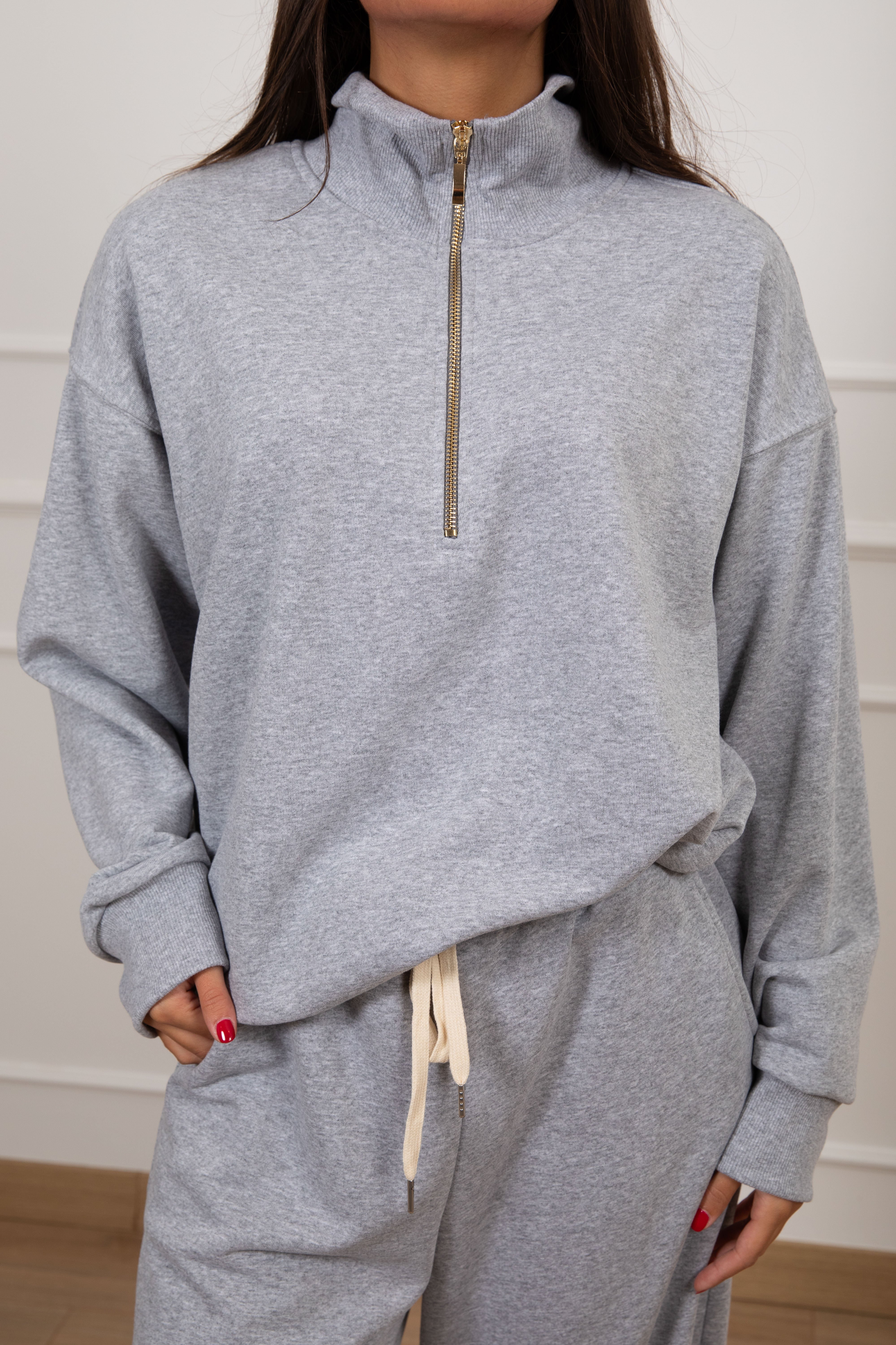 Felpa con mezza zip tinta unita Tensione IN