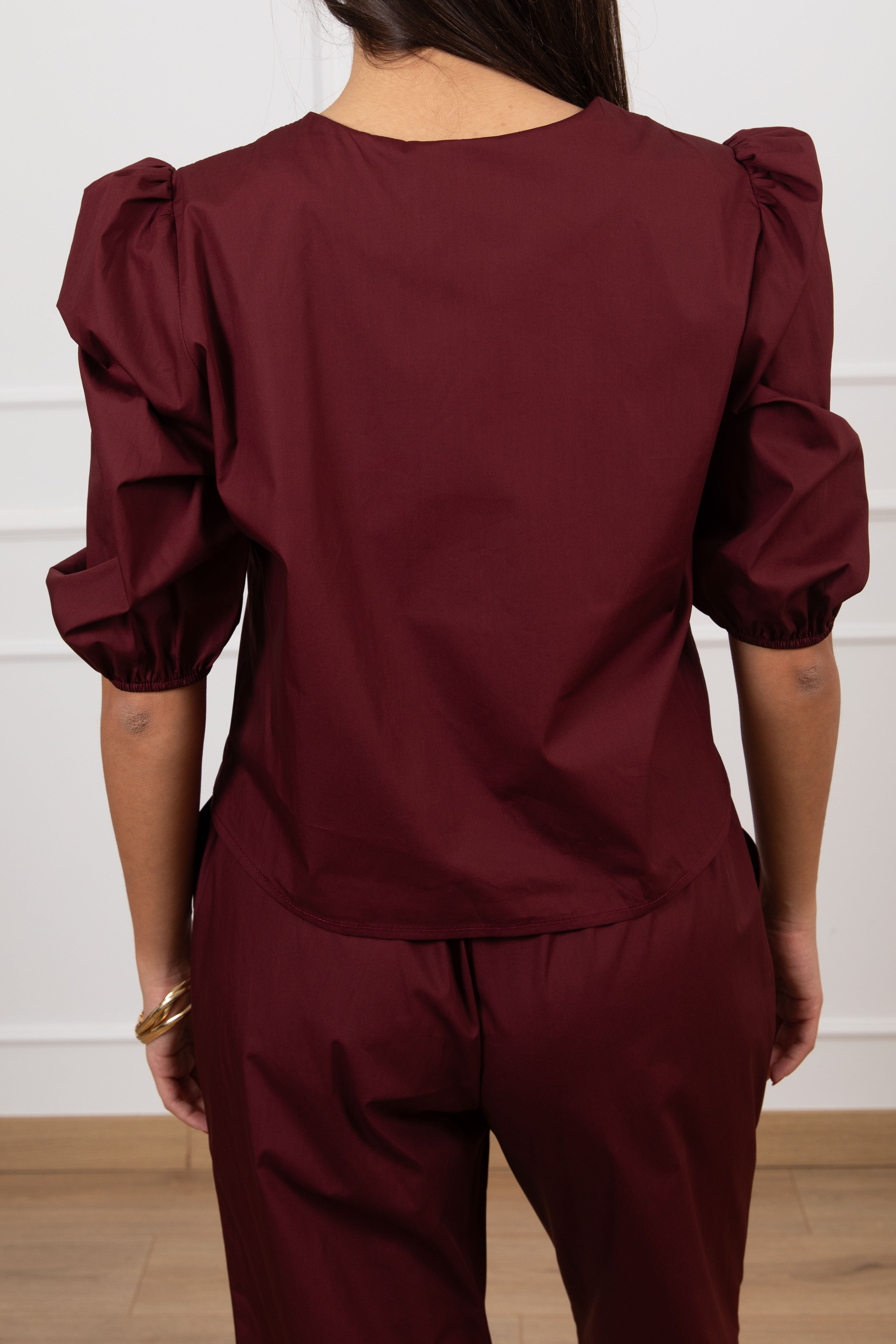 Camicia cropped in cotone con manica a sbuffo Motel