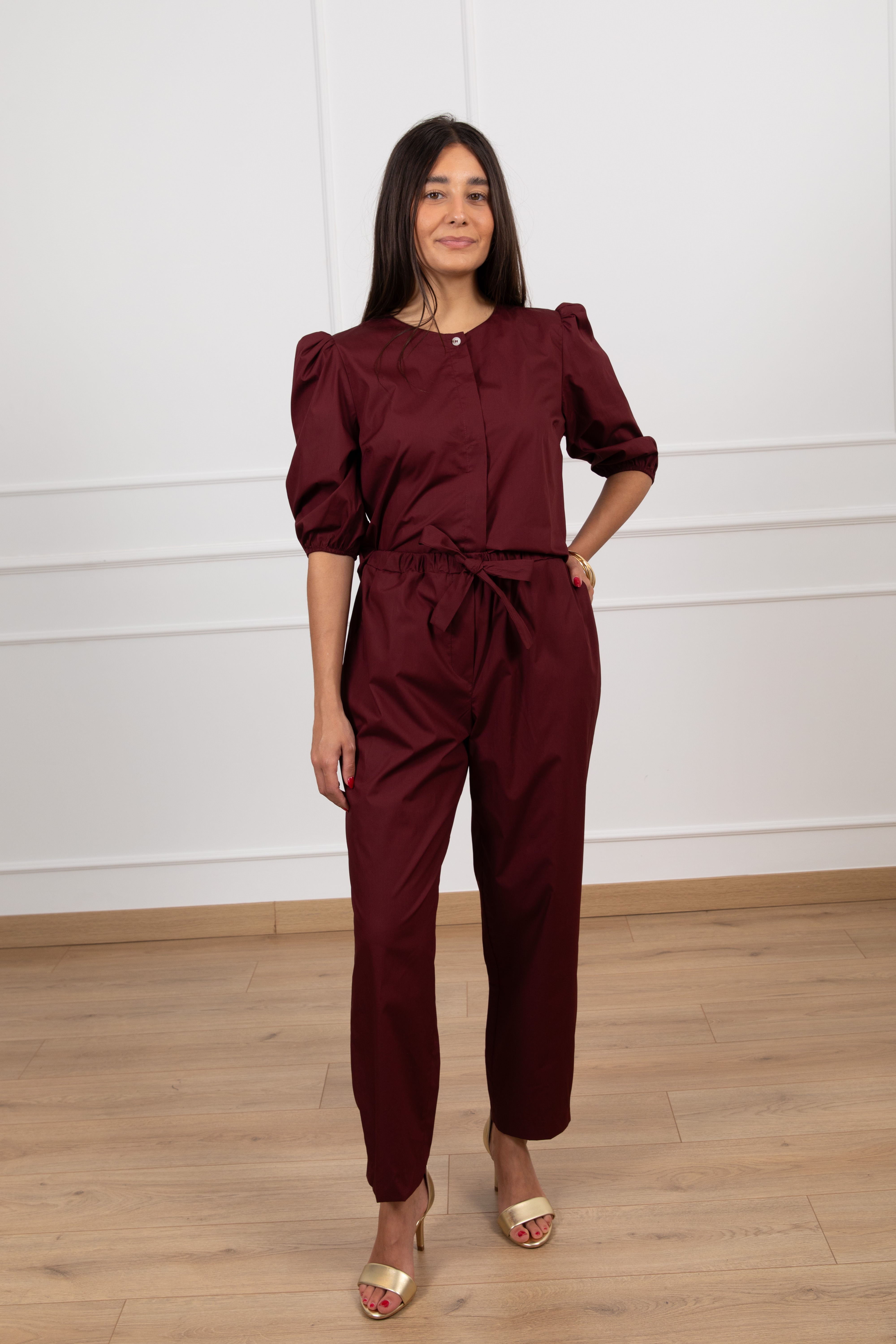 Pantalone a sigaretta in cotone con elastico Motel