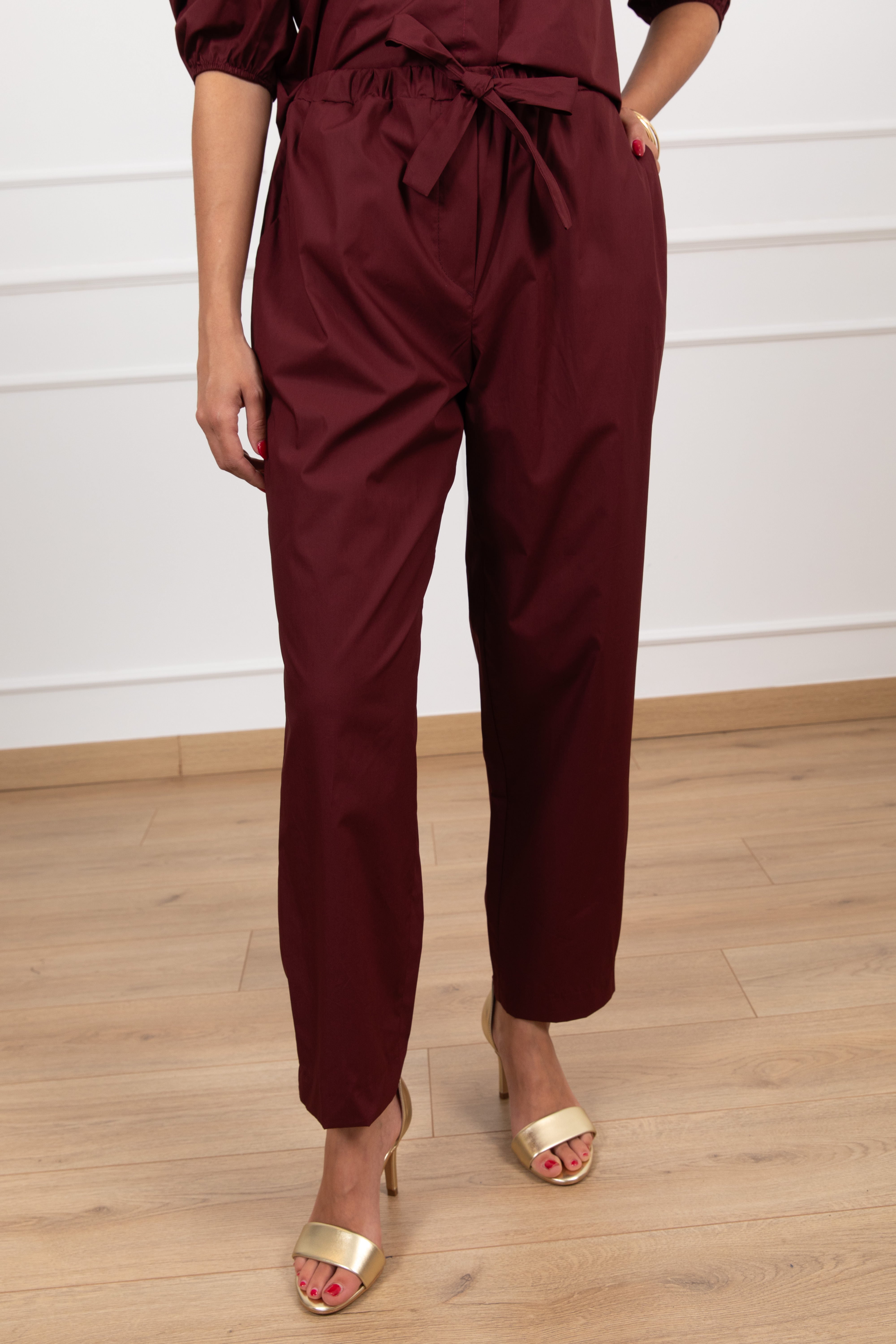 Pantalone a sigaretta in cotone con elastico Motel