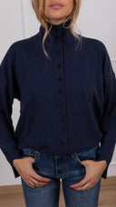 Cardigan mezzo-collo variante blu ViCOLO