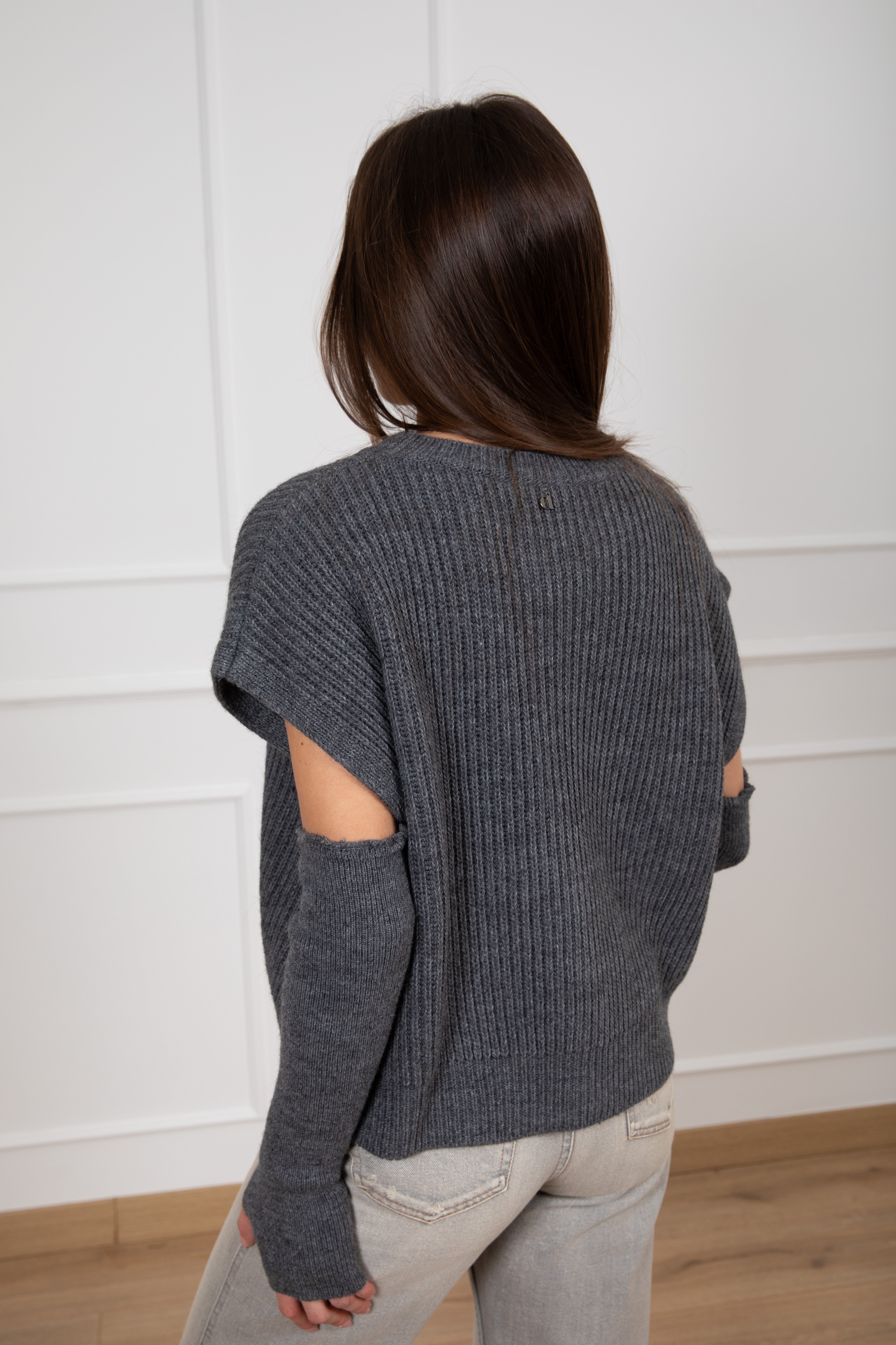 Pull smanicato a coste con manicotti Dixie