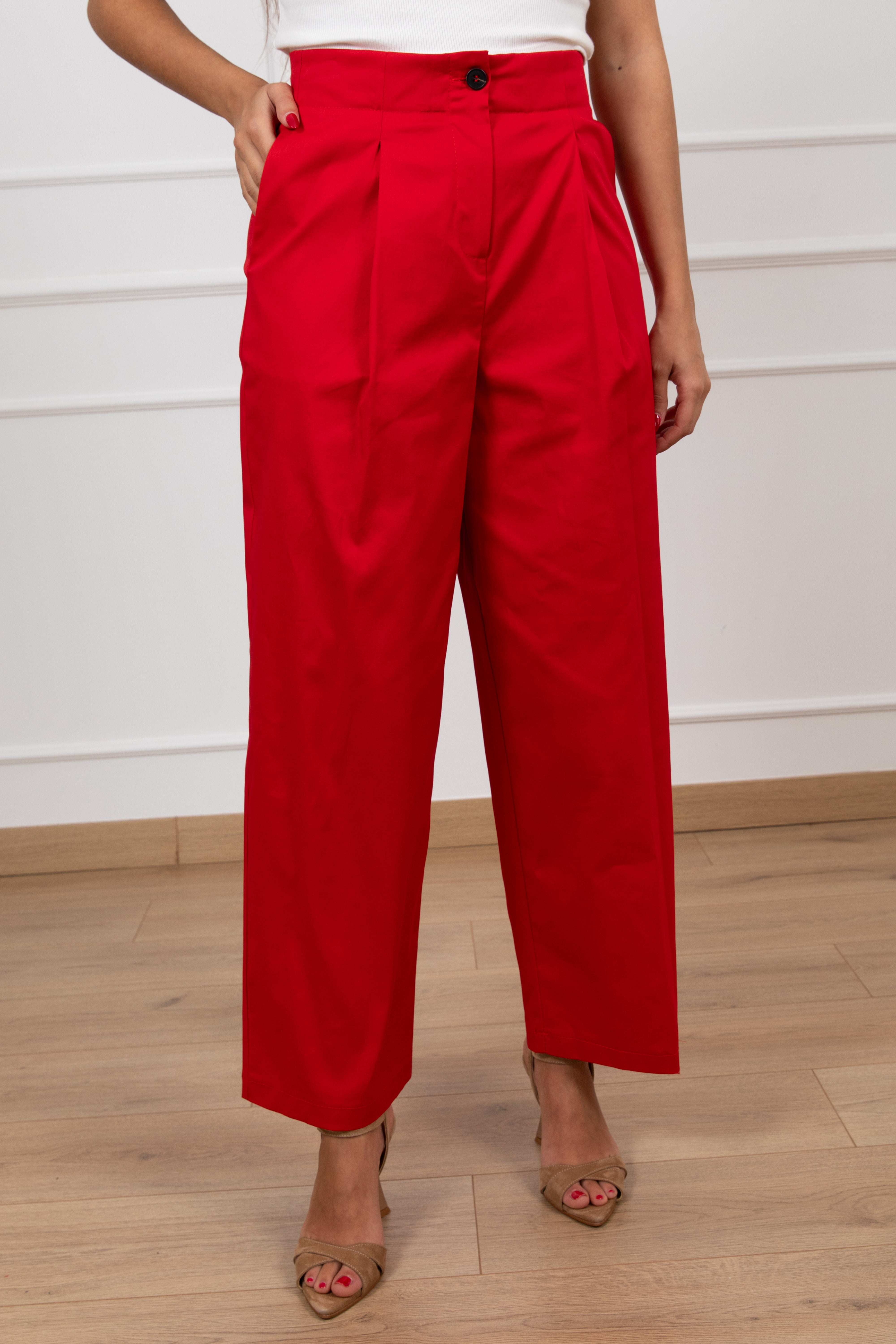 Pantalone in cotone con pinces Tensione IN