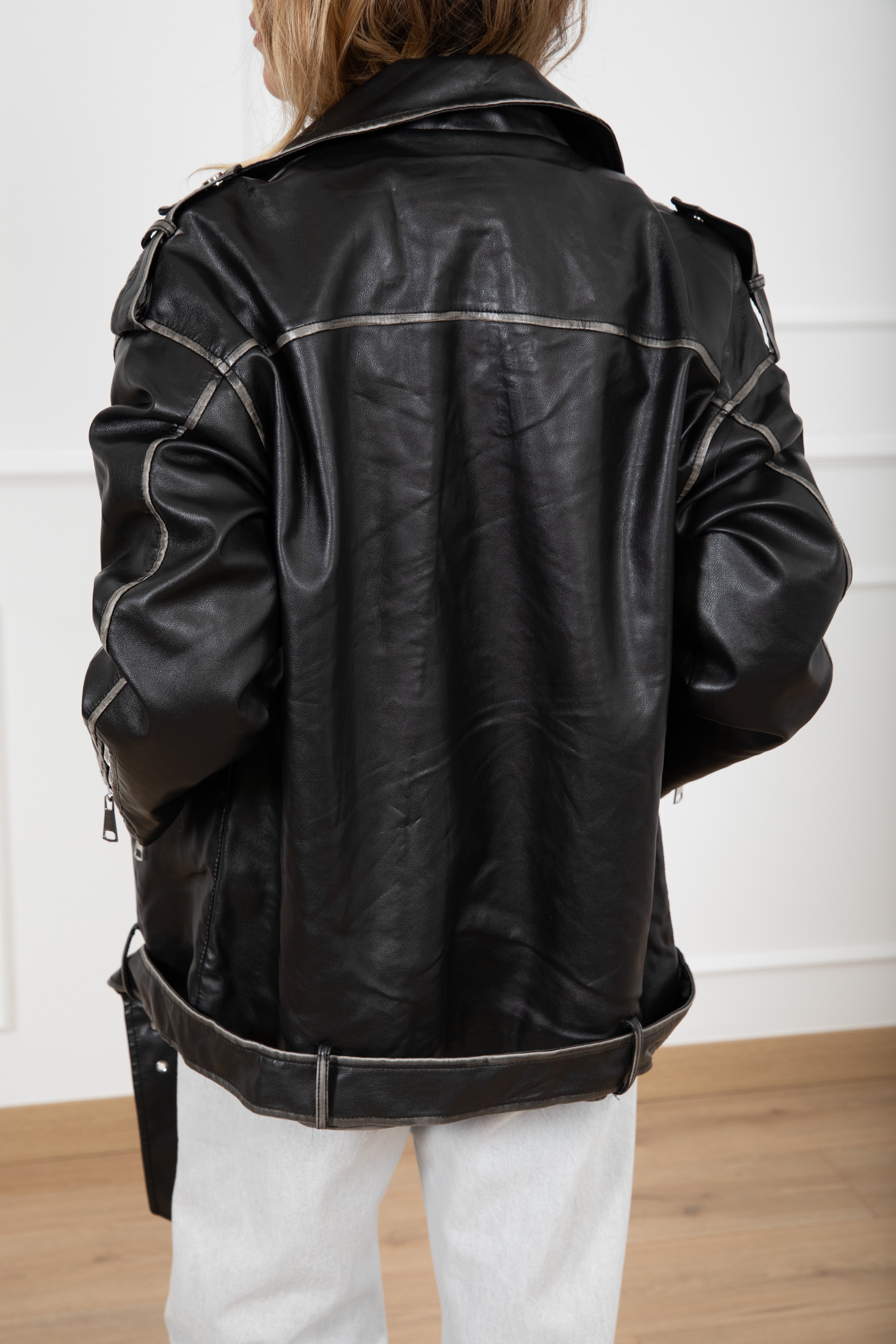 Chiodo over-size in eco-pelle effetto vintage Susy Mix