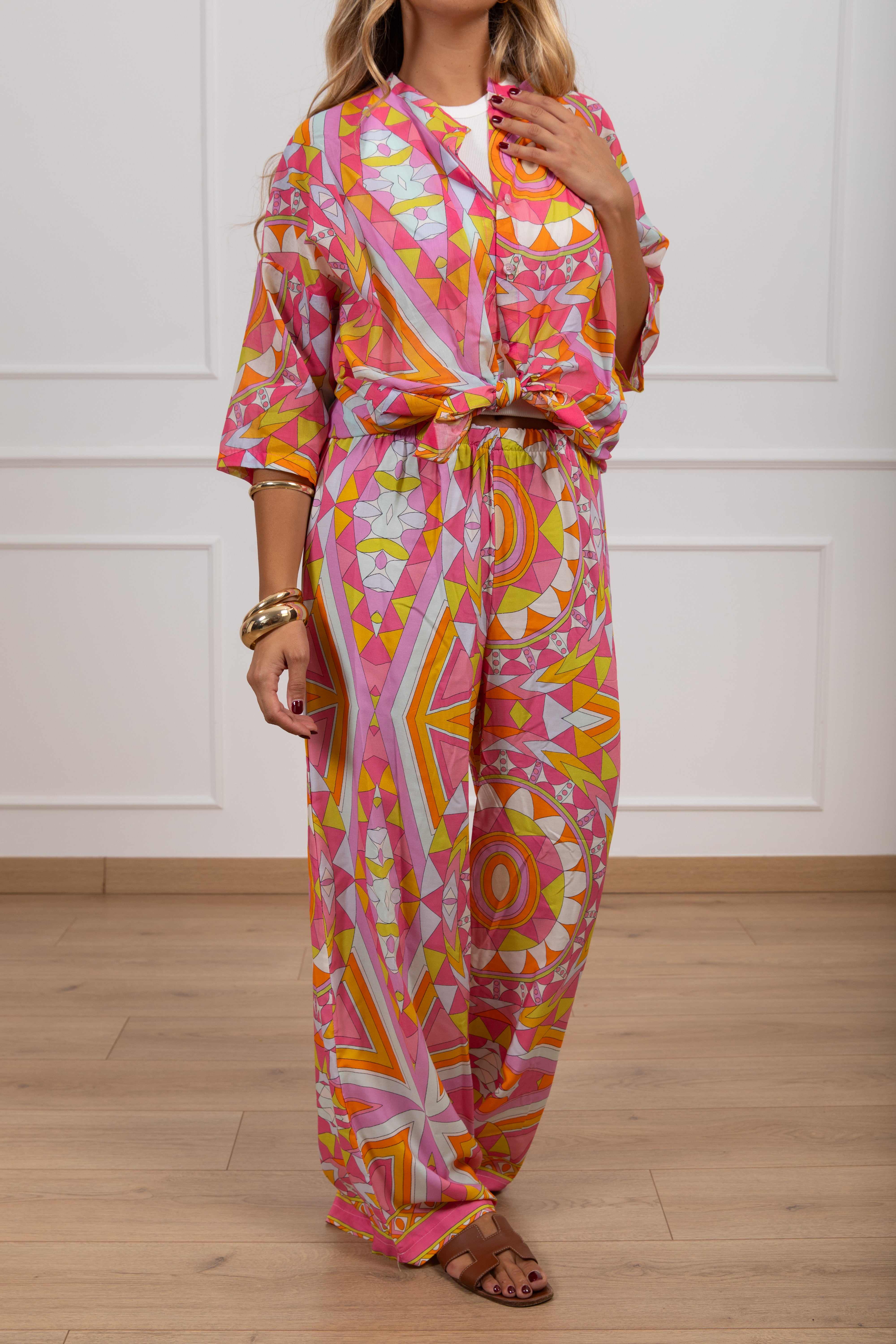Camicia fantasia optical rosa Tensione IN