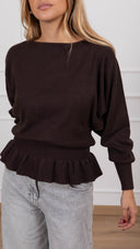 Maglia scollo a barchetta con rouches sul fondo variante moro Haveone