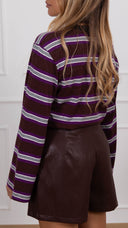 Shorts in pelle variante bordeaux Haveone