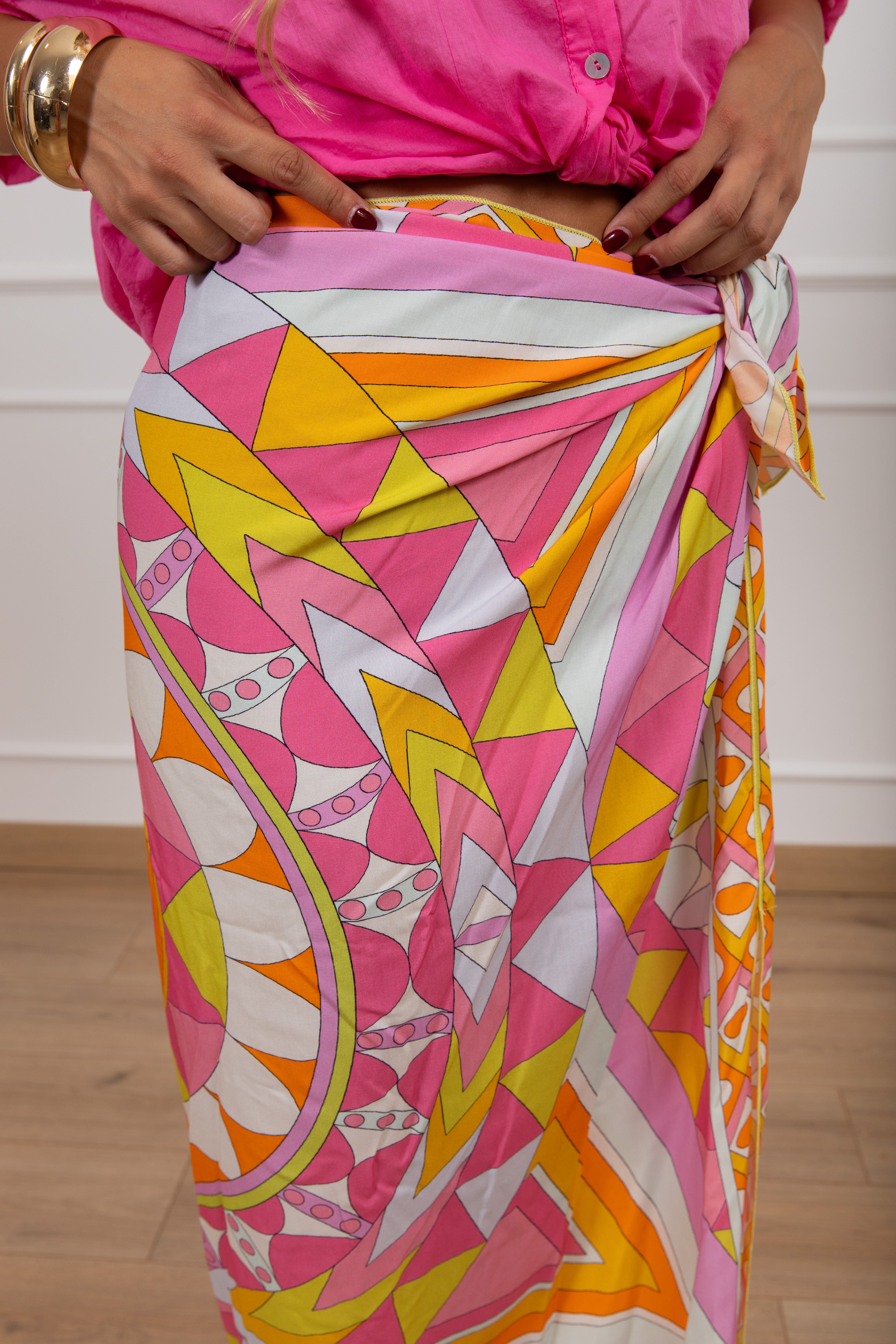Gonna lunga pareo fantasia optical rosa Tensione IN
