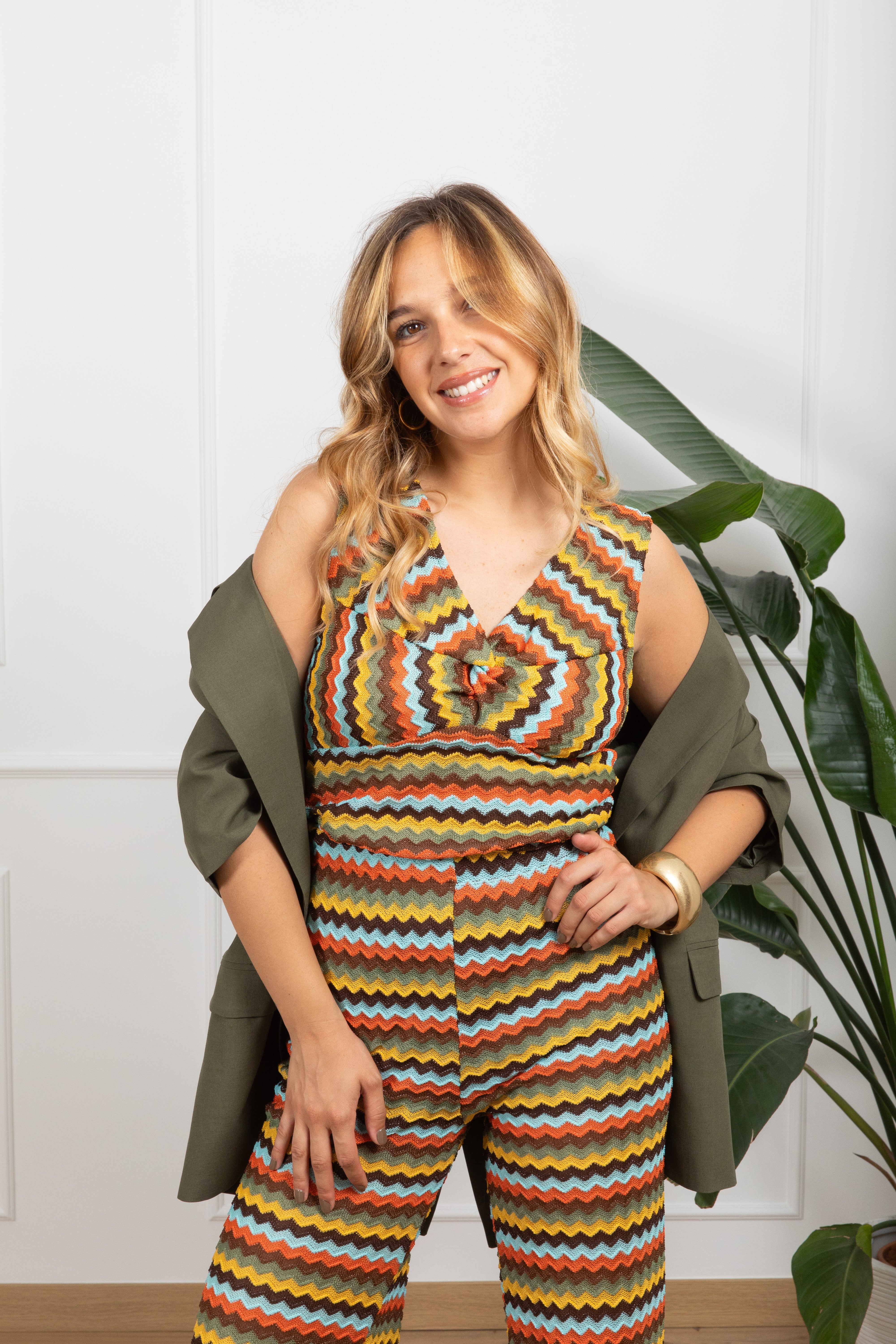 Top con nodo motivo zig-zag multicolor Susy Mix