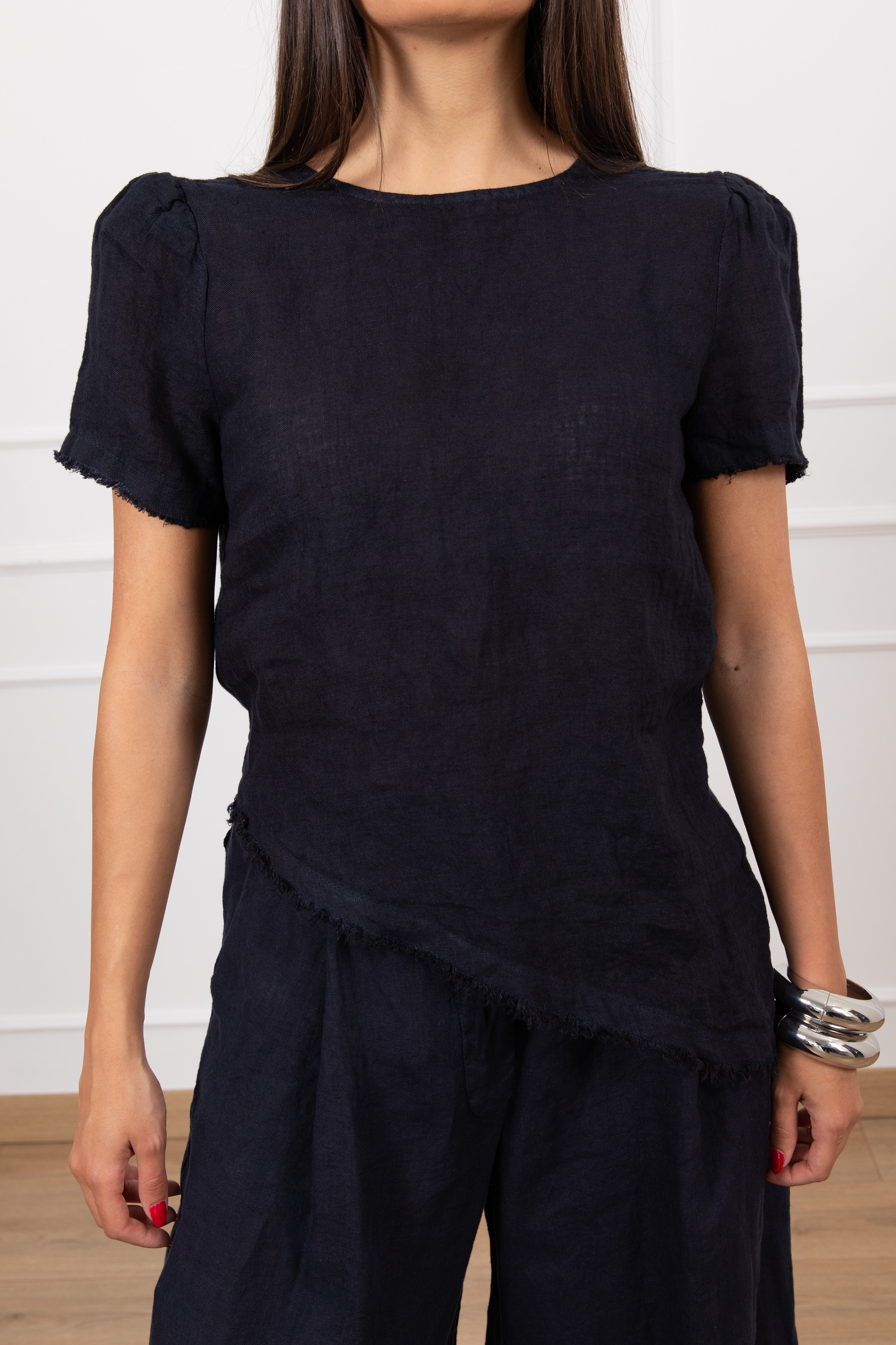Blusa asimmetrica 100% lino Tensione IN