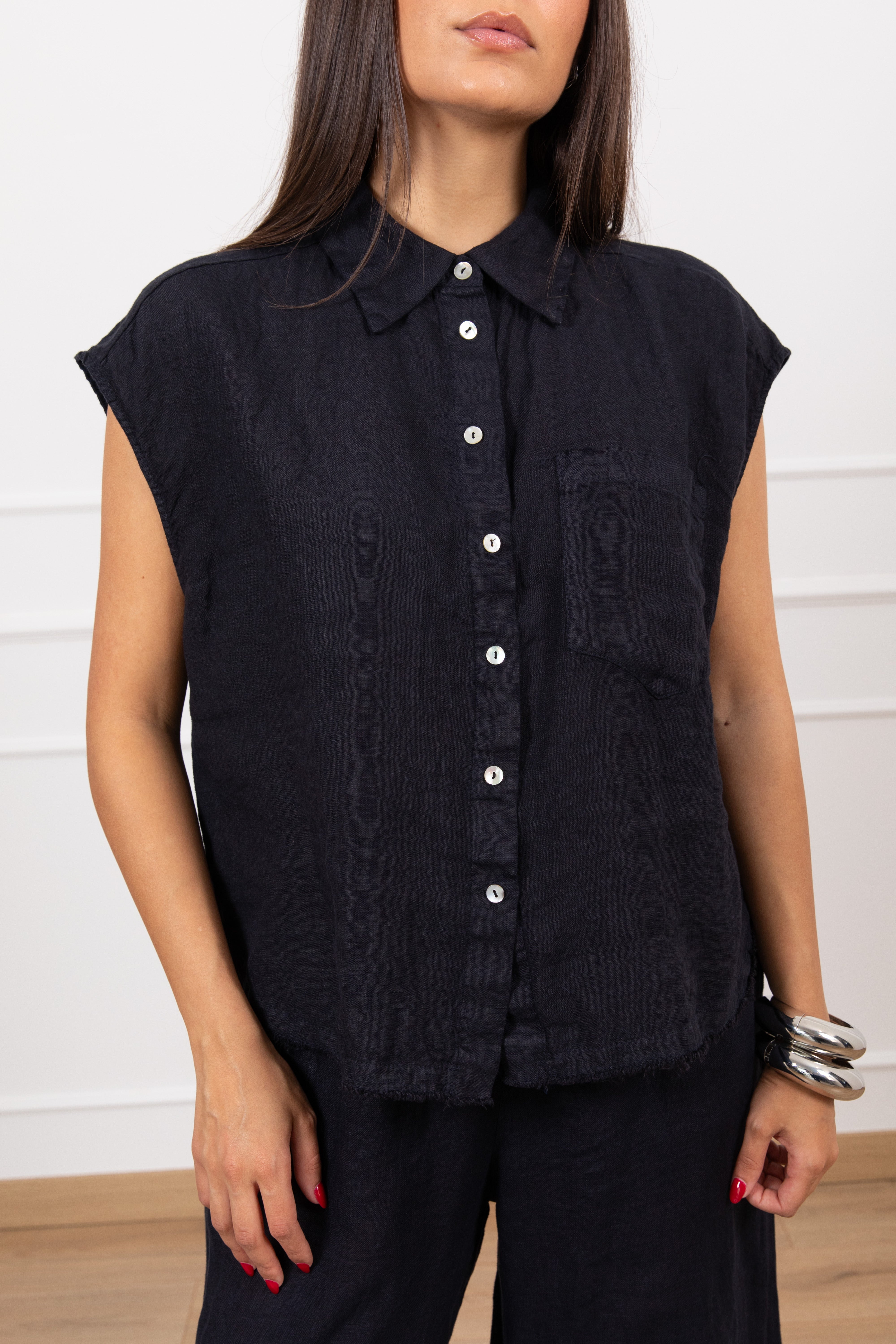Camicia smanicata 100% lino Tensione IN