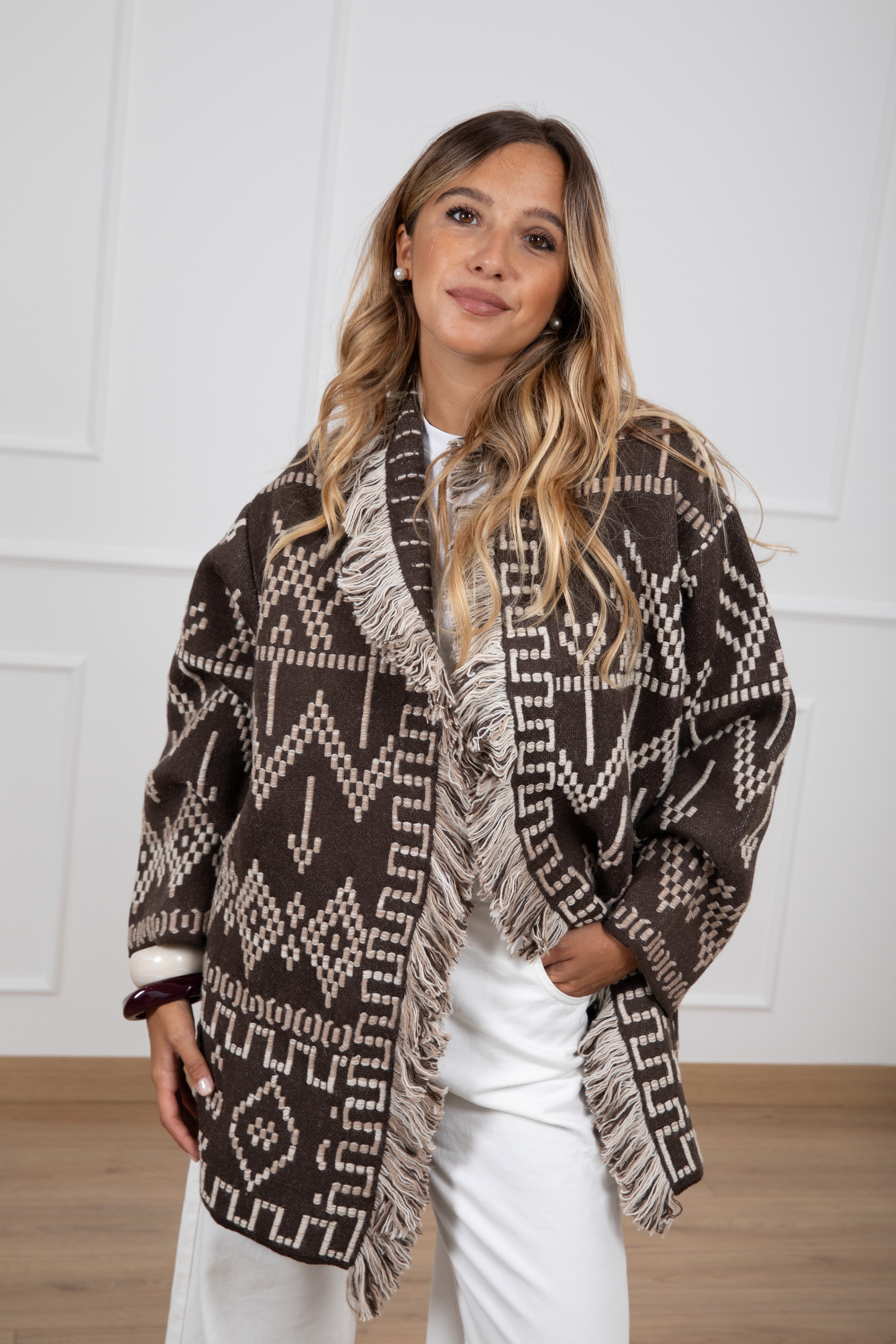 Maxi-cardigan con ricamo ikat Tensione IN