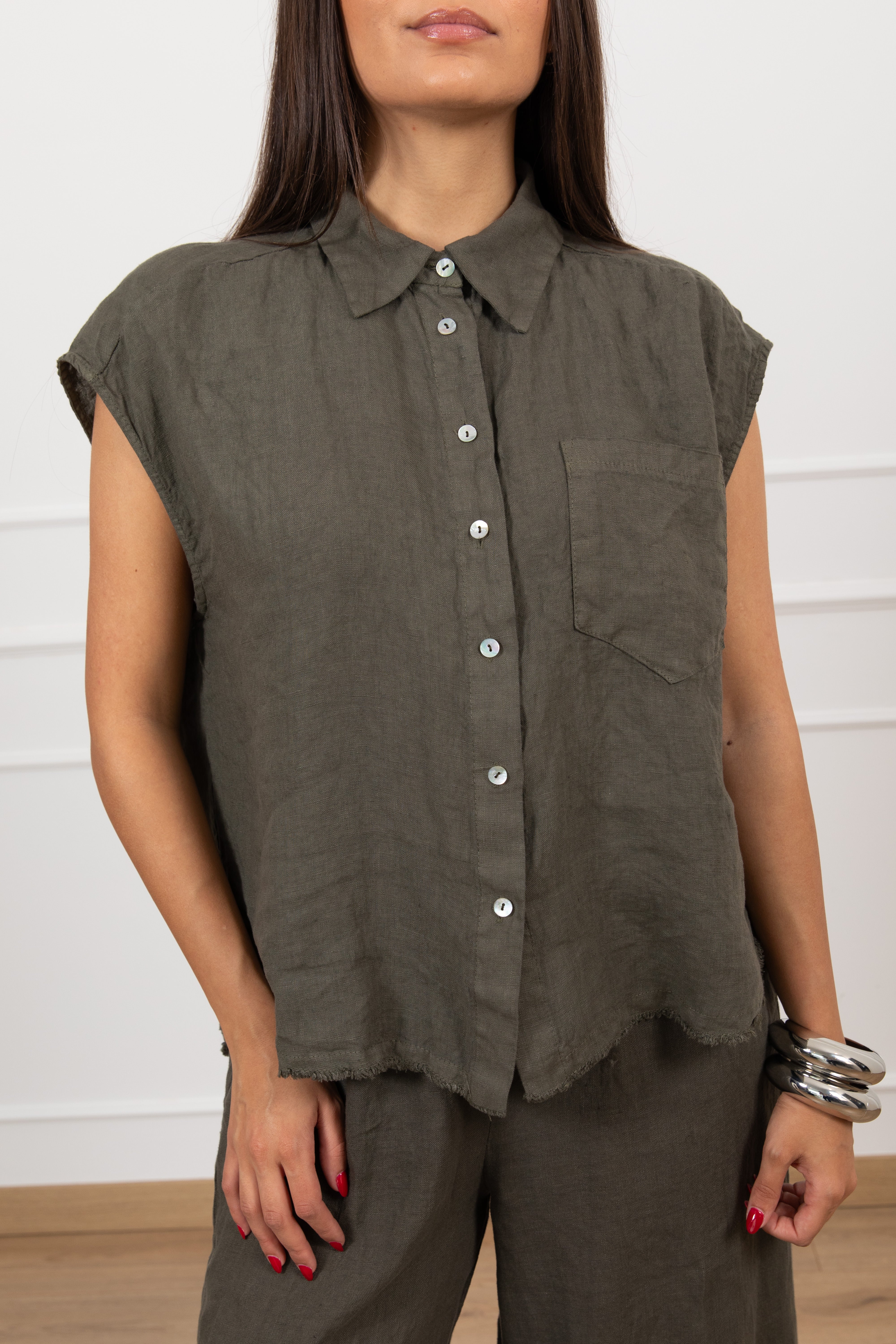 Camicia smanicata 100% lino Tensione IN