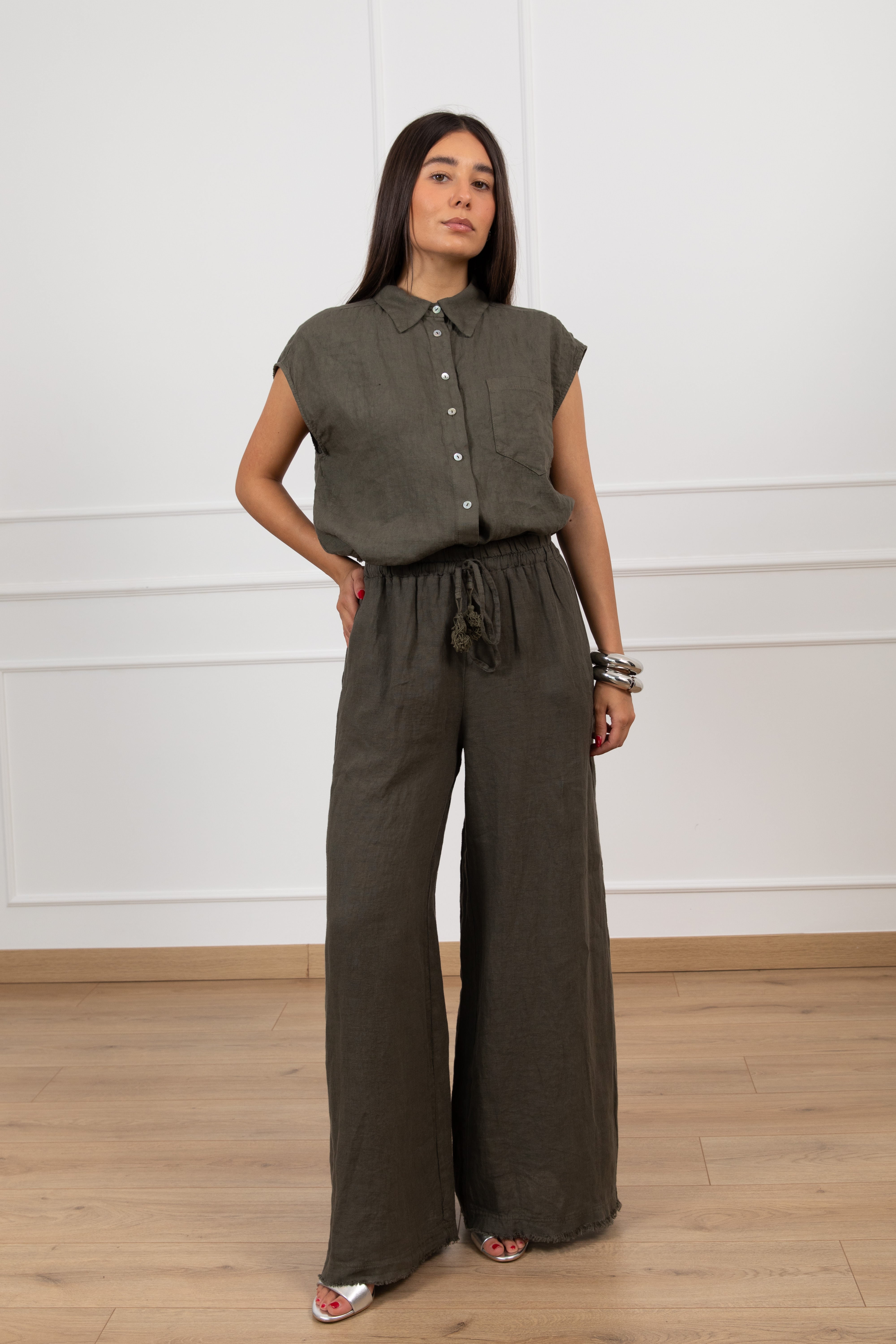Pantalone 100% lino con elastico Tensione IN