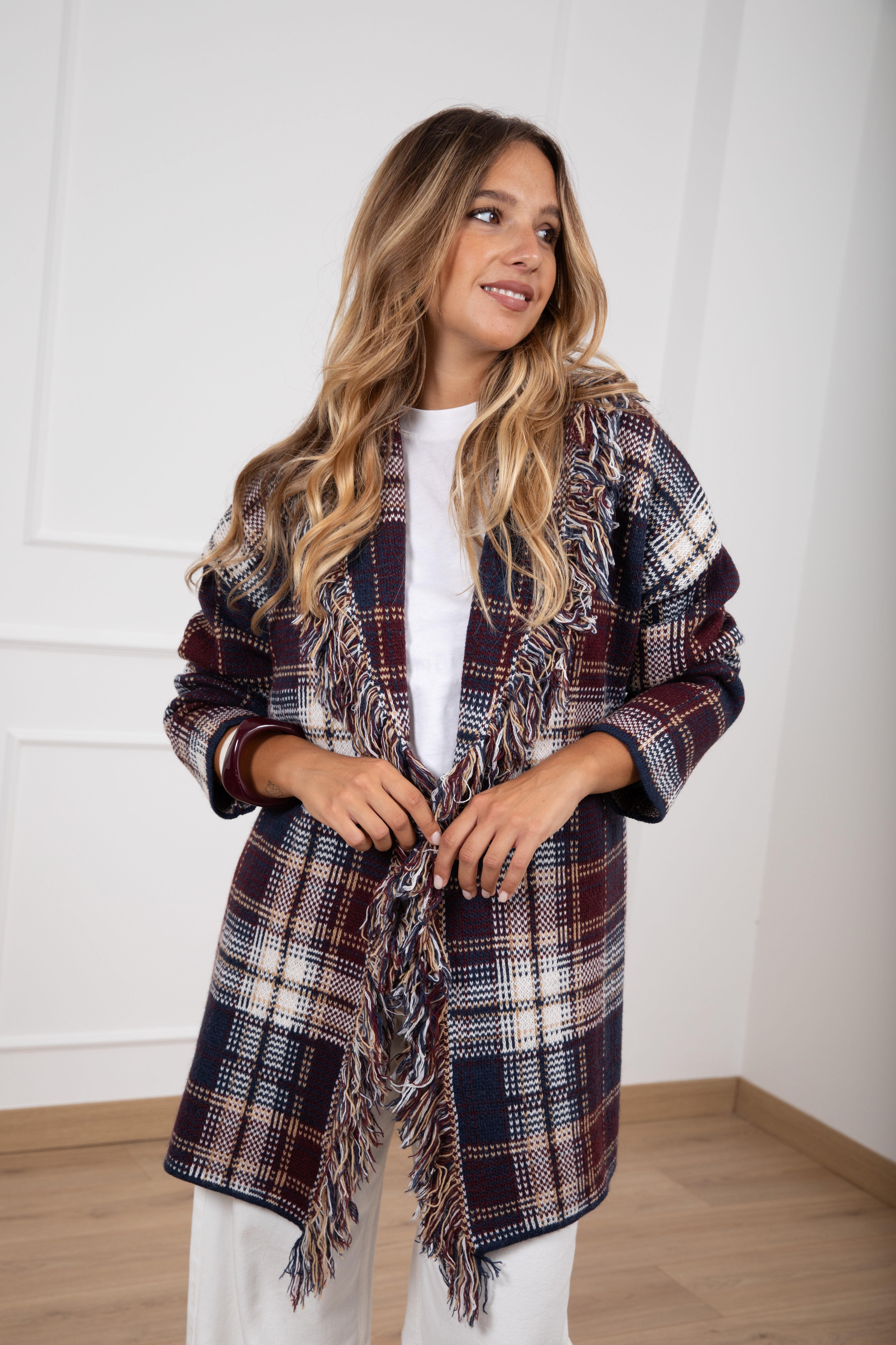 Maxi-cardigan fantasia check ViCOLO