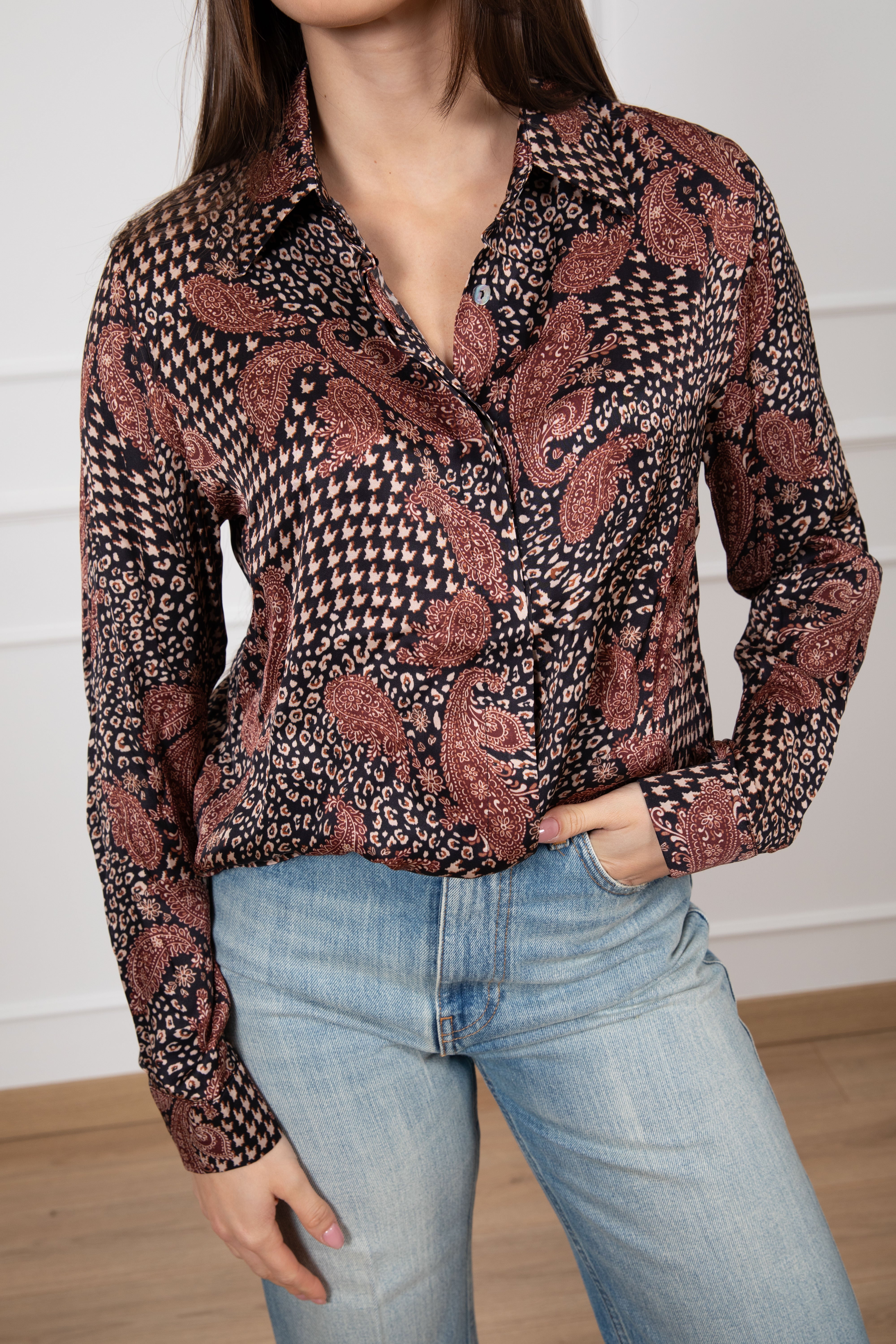 Camicia fantasia animalier-paisley in viscosa Susy Mix