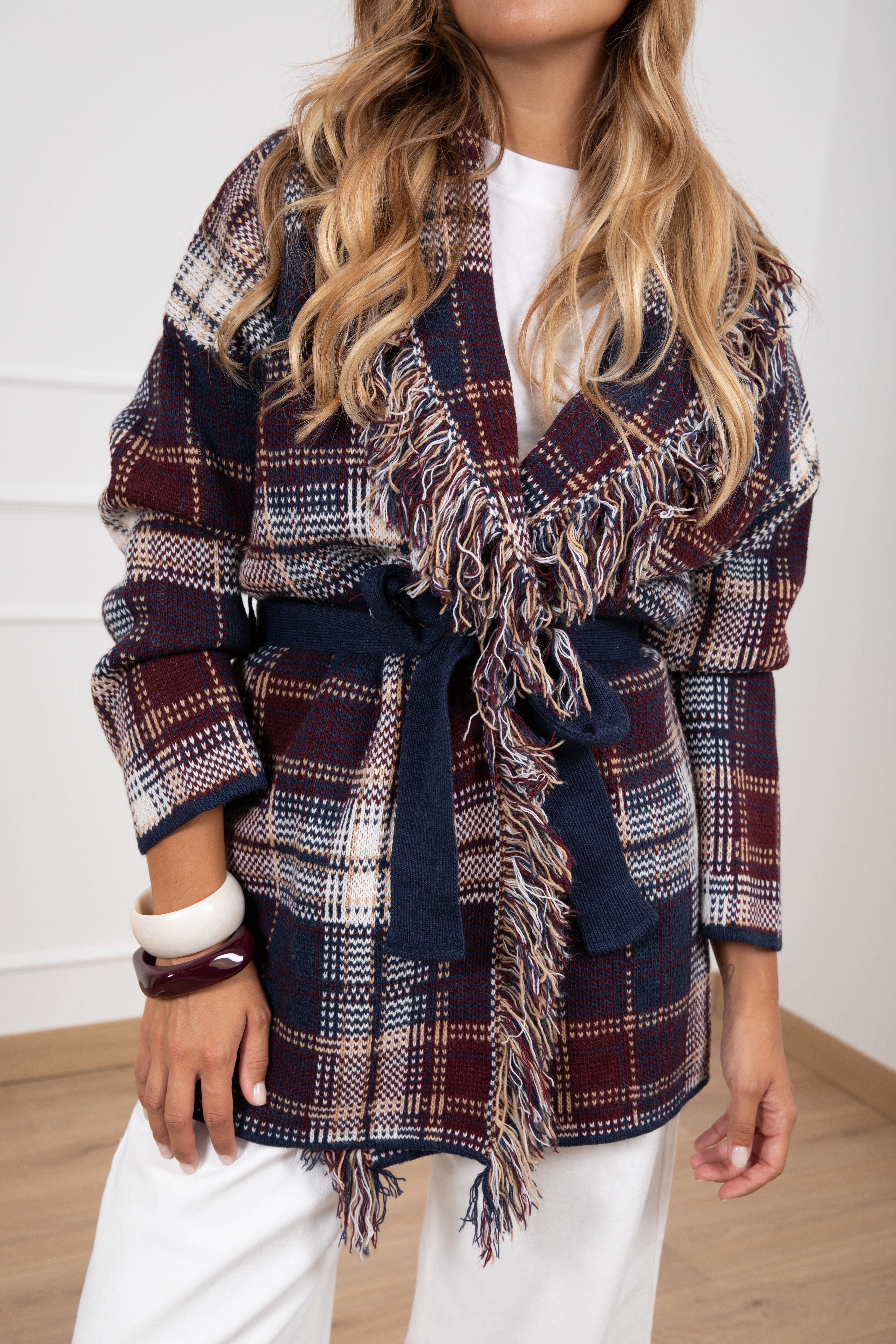 Maxi-cardigan fantasia check ViCOLO