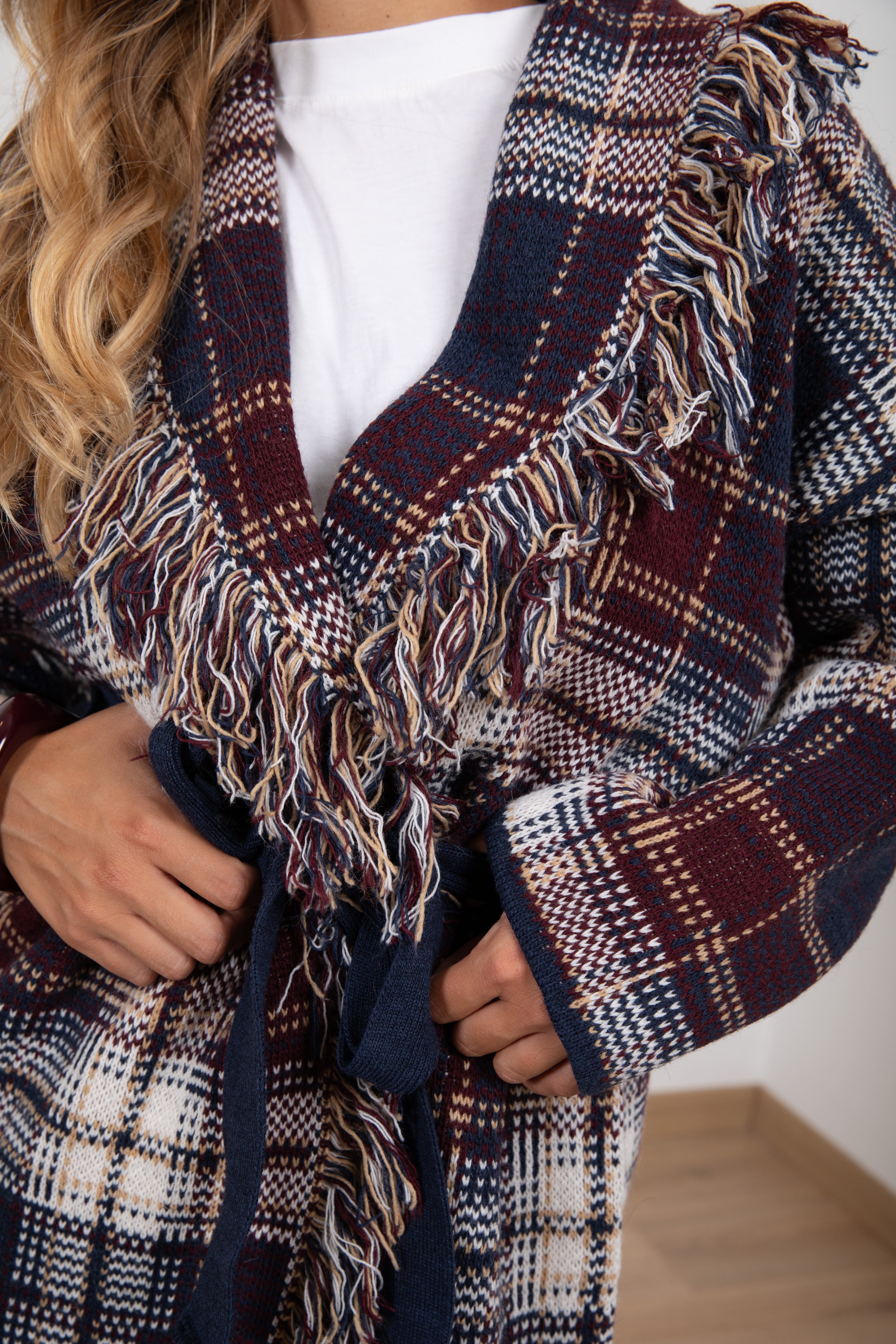 Maxi-cardigan fantasia check ViCOLO