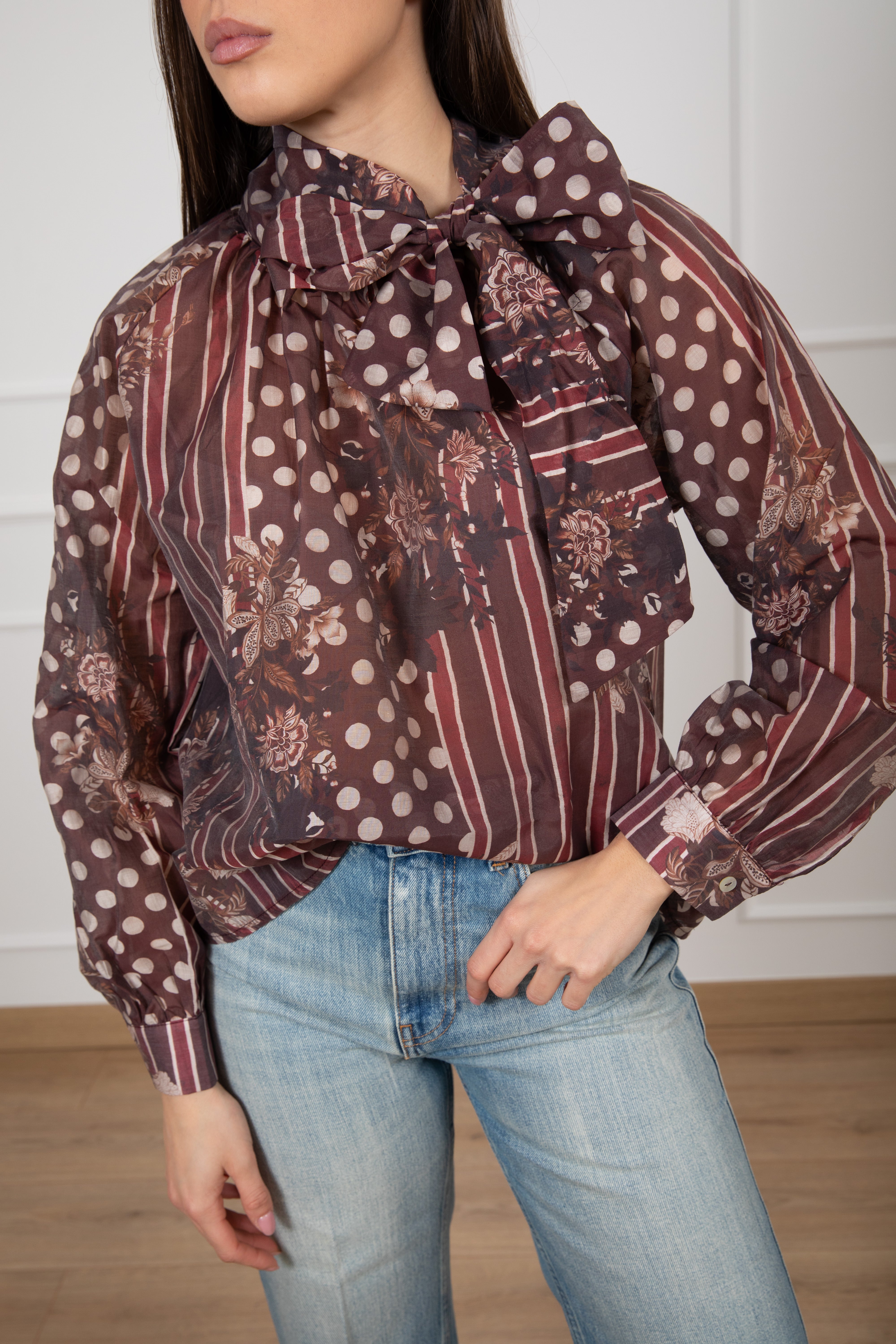 Blusa pois e fiori in lyocell Susy Mix