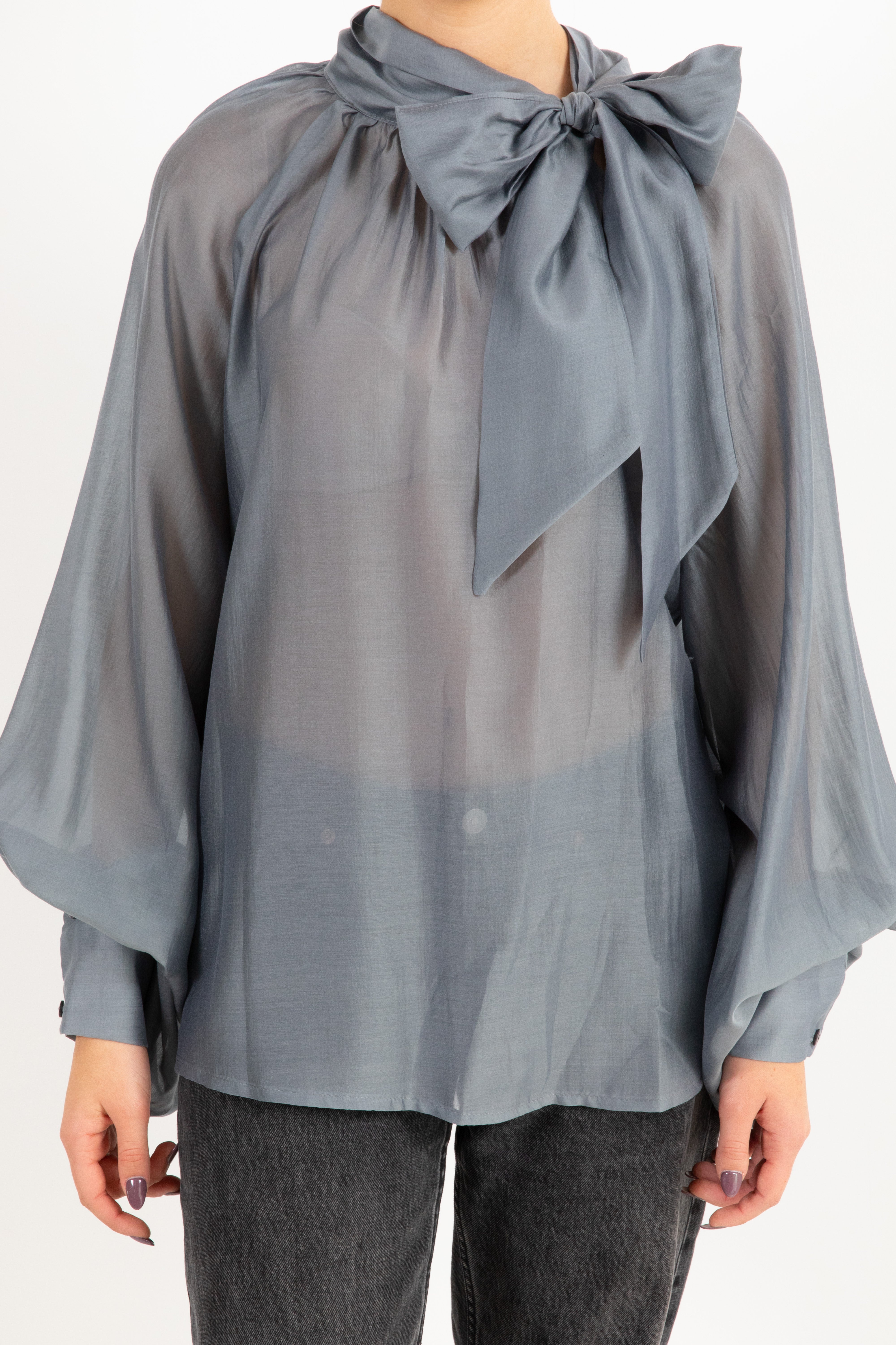 Blusa in tencel con fiocco Tensione IN