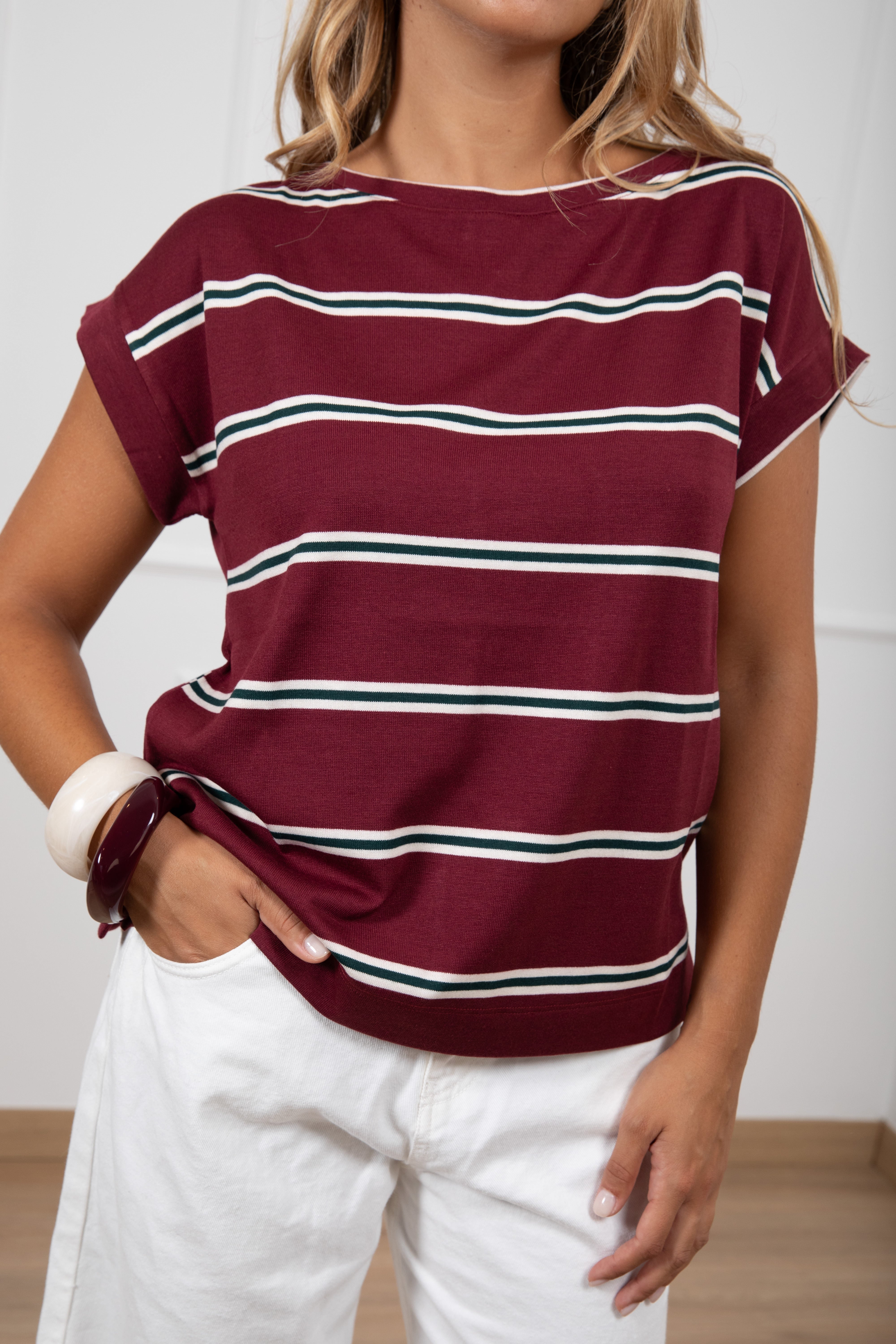 T-shirt in maglia a righe bi-color ViCOLO