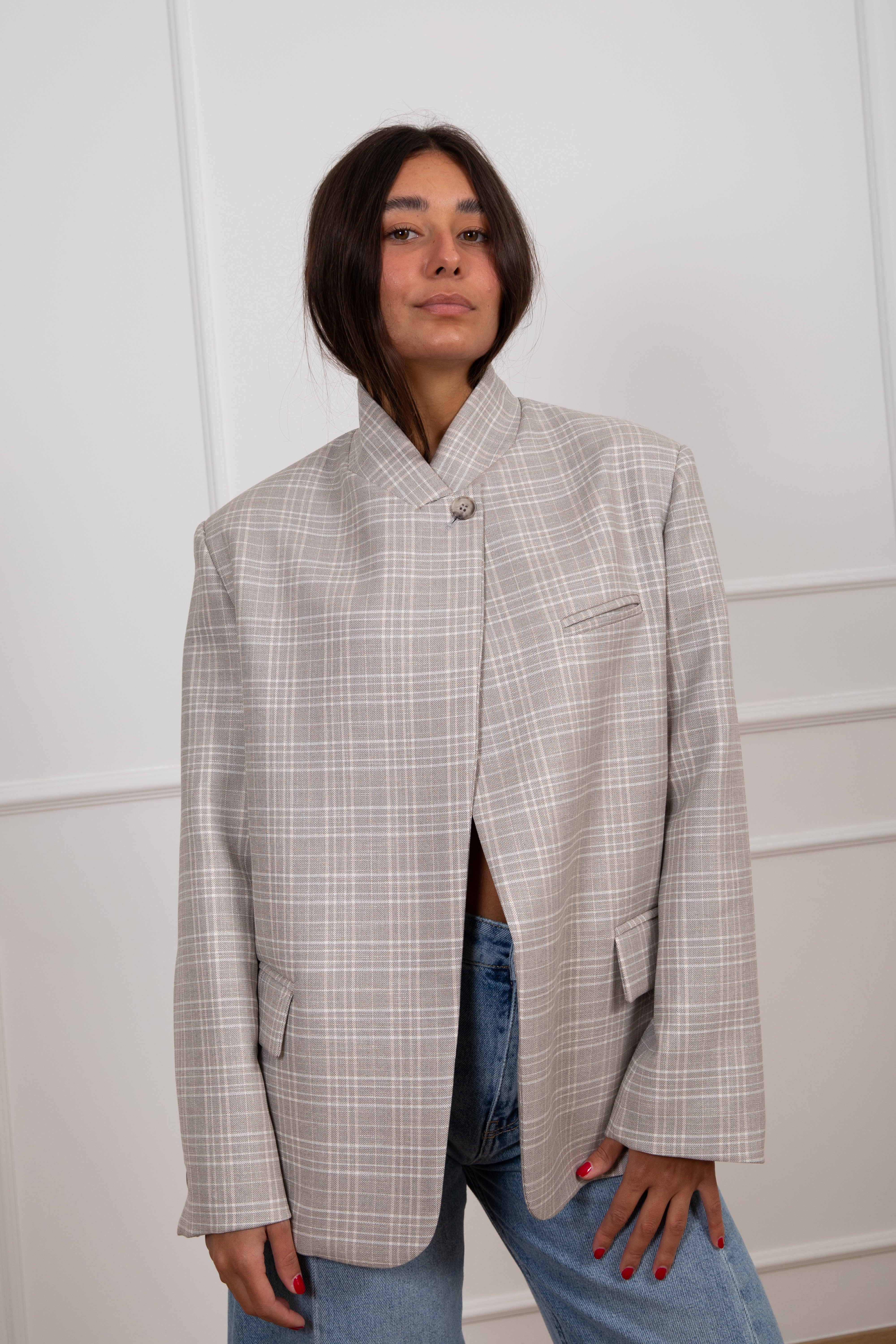 Giacca bottone alto a quadri ViCOLO