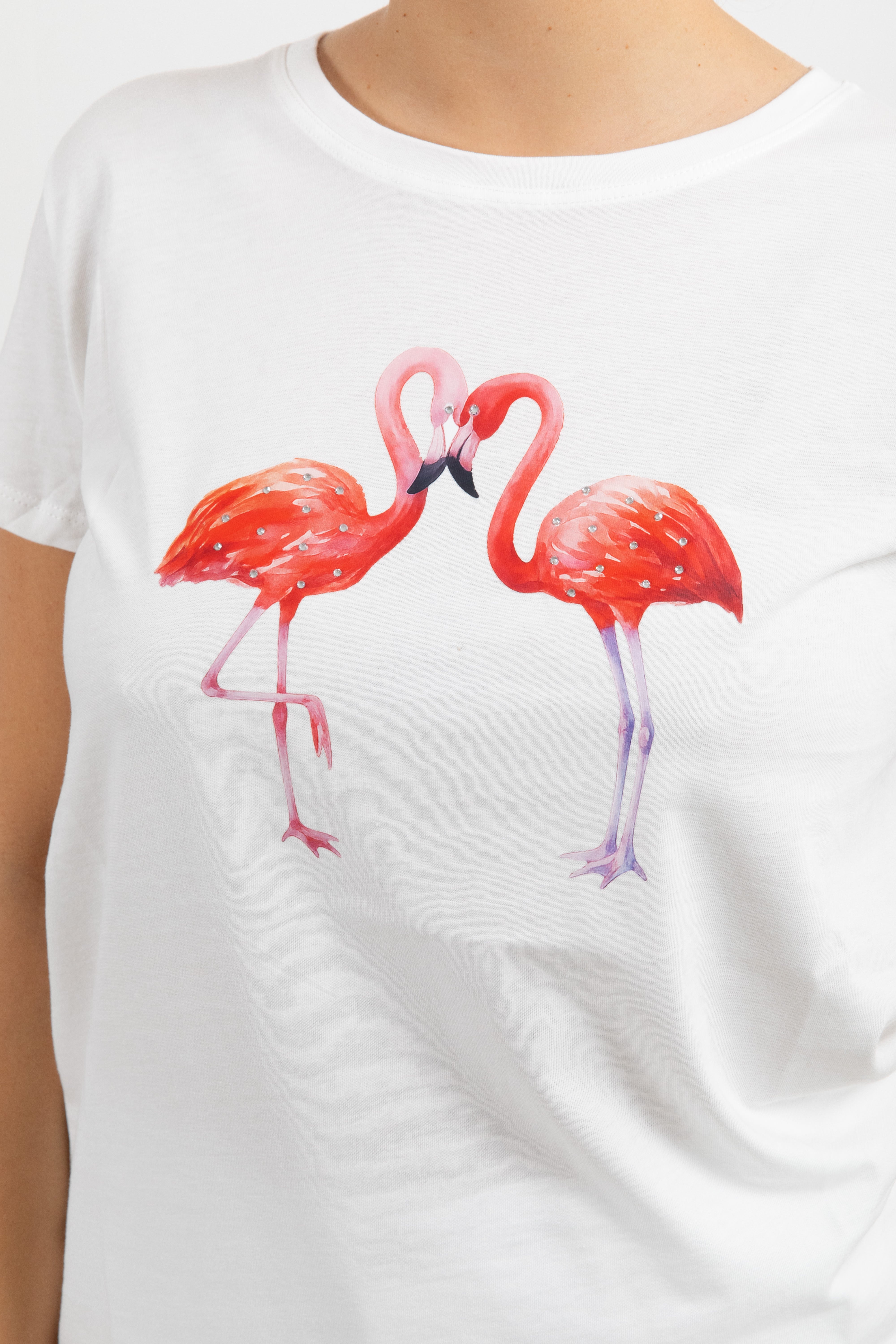T-shirt fenicotteri strass ViCOLO