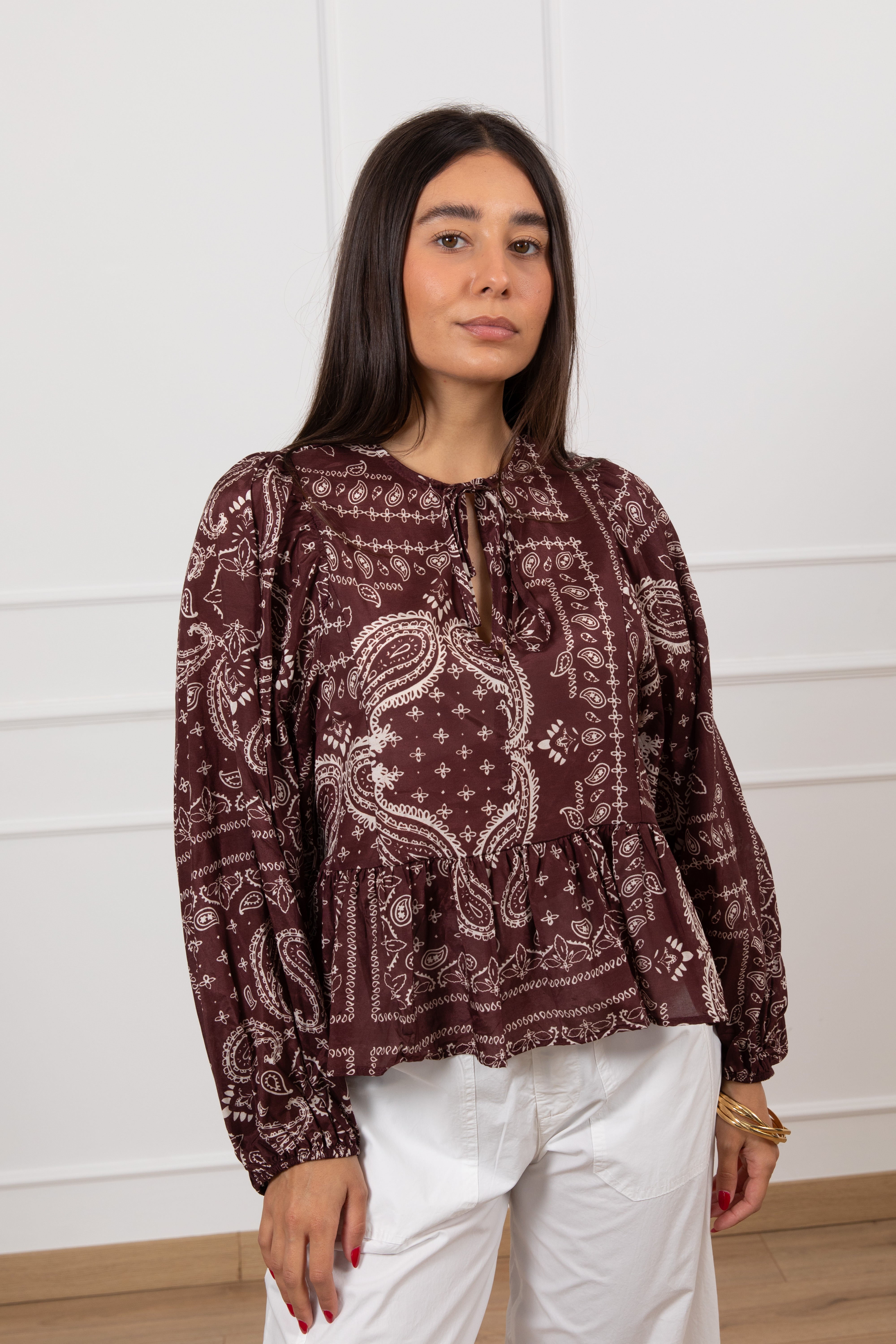 Blusa fantasia bandana con balza ViCOLO