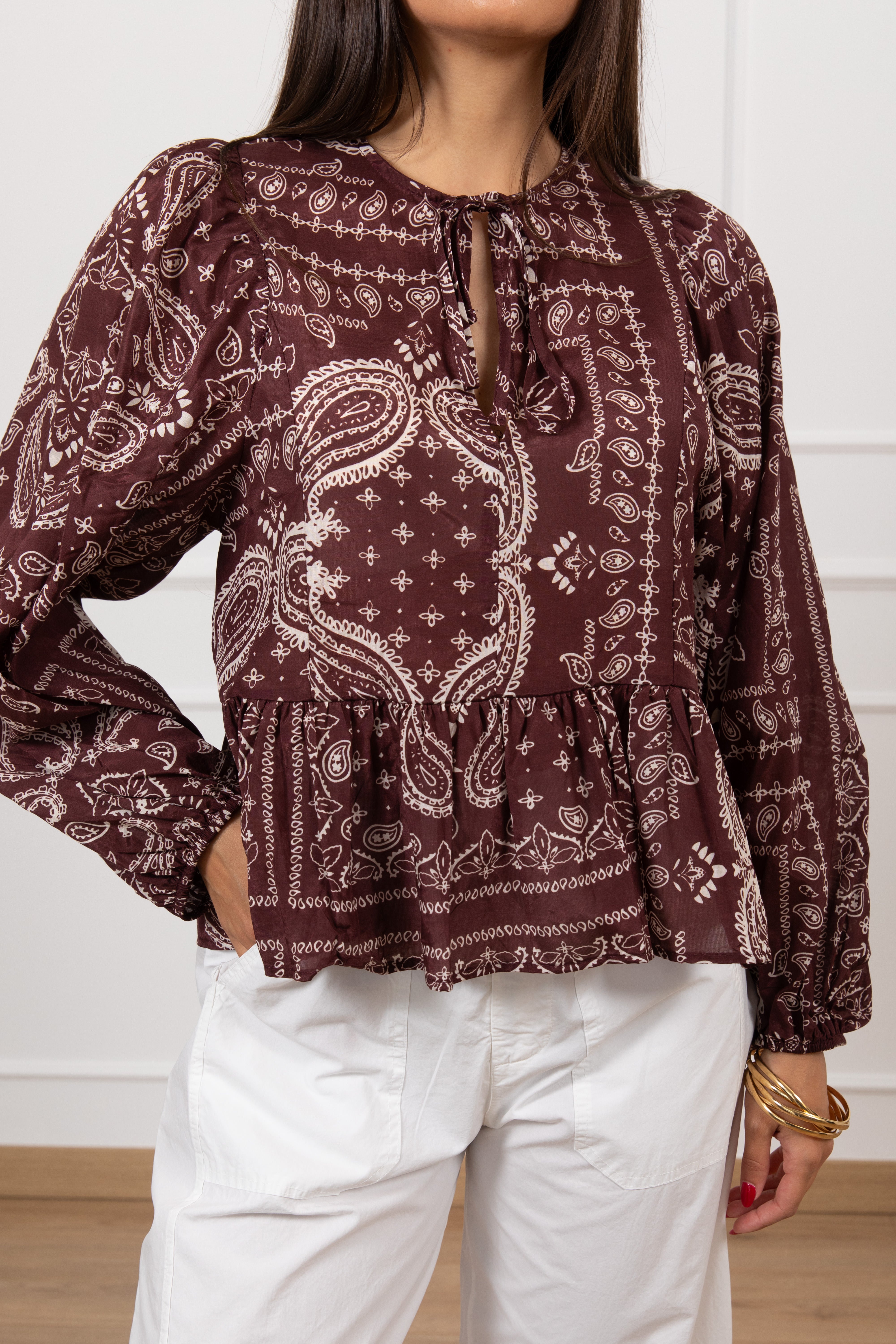 Blusa fantasia bandana con balza ViCOLO