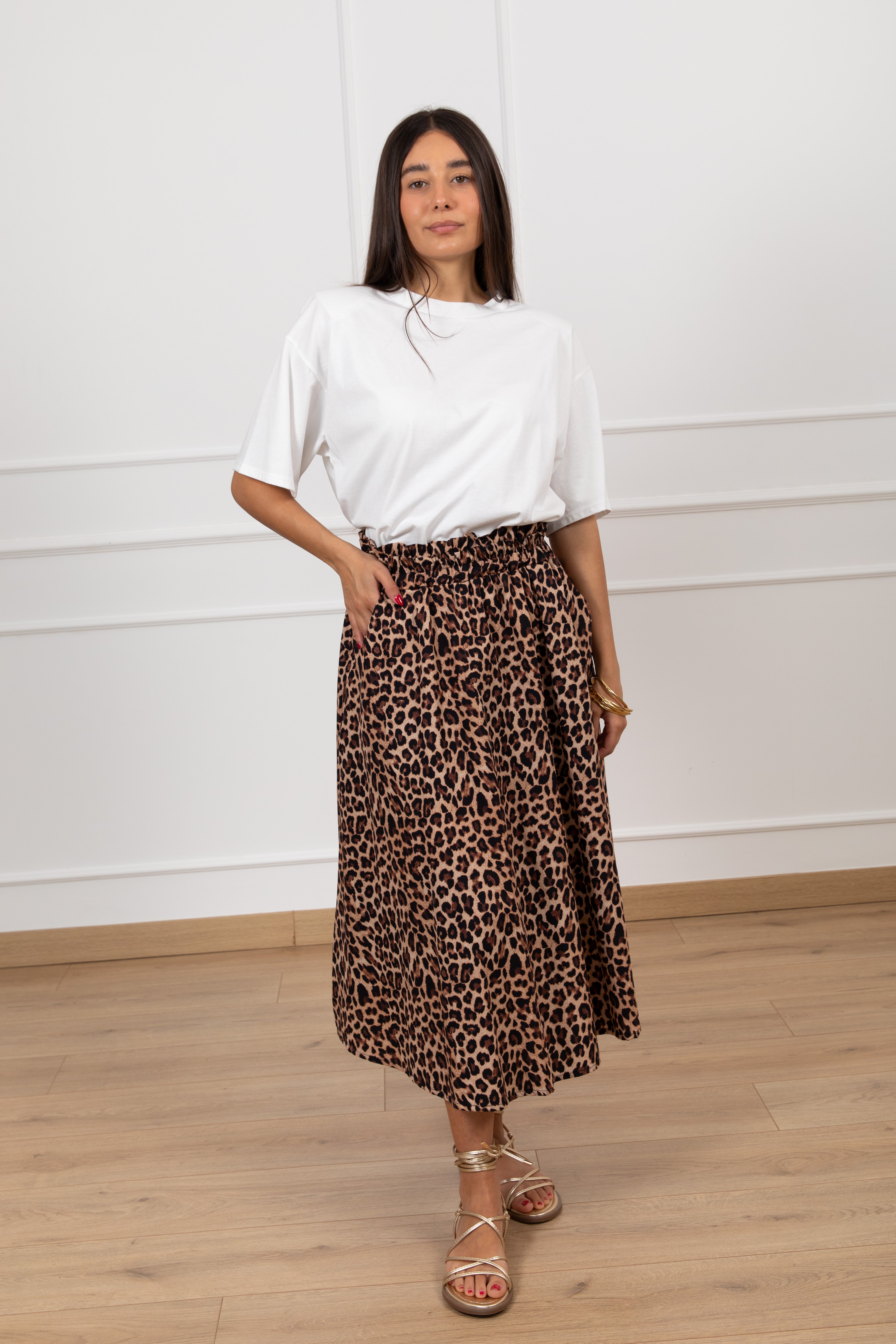 Gonna midi animalier con elastico Susy Mix