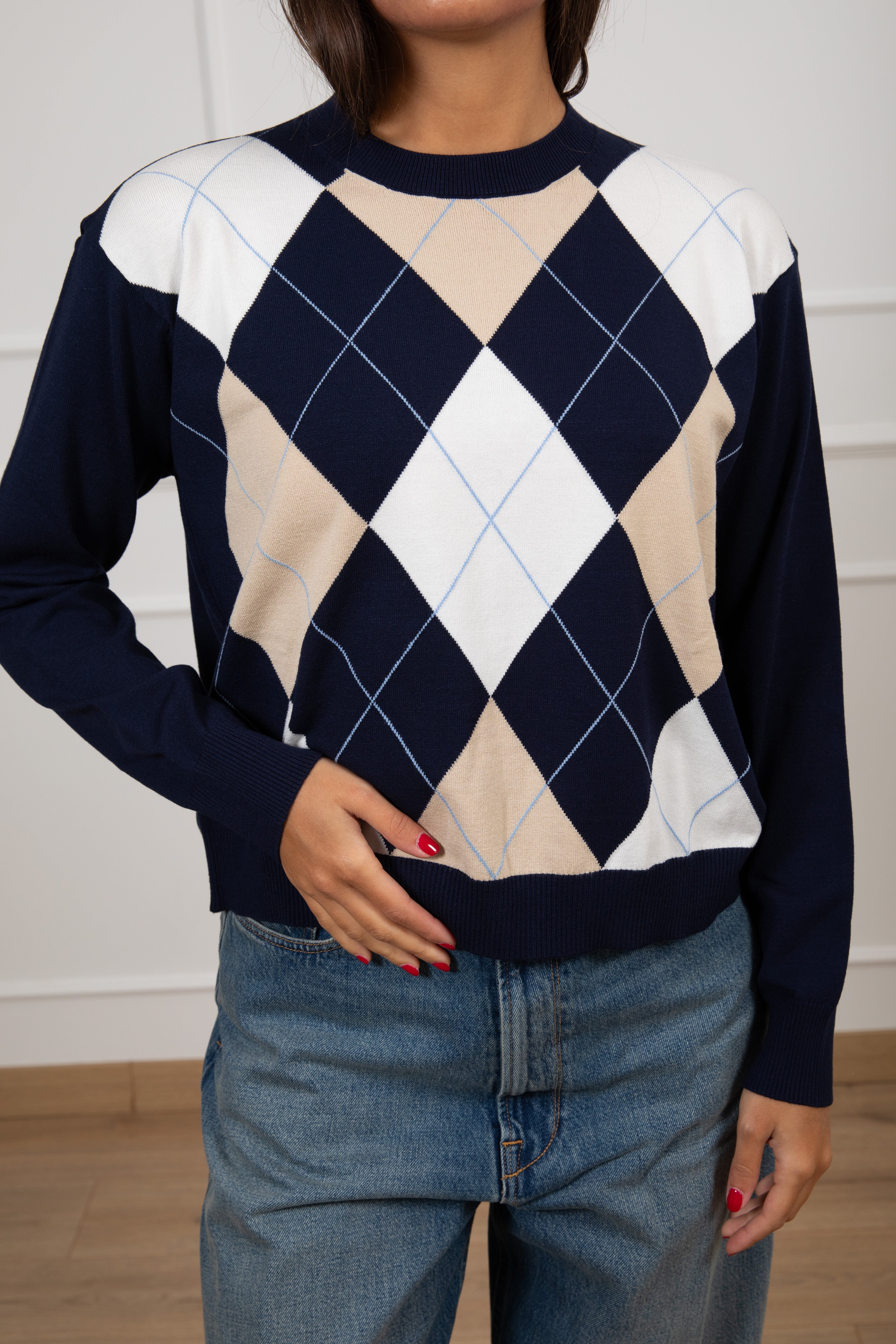 Pull girocollo a rombi in viscosa Motel