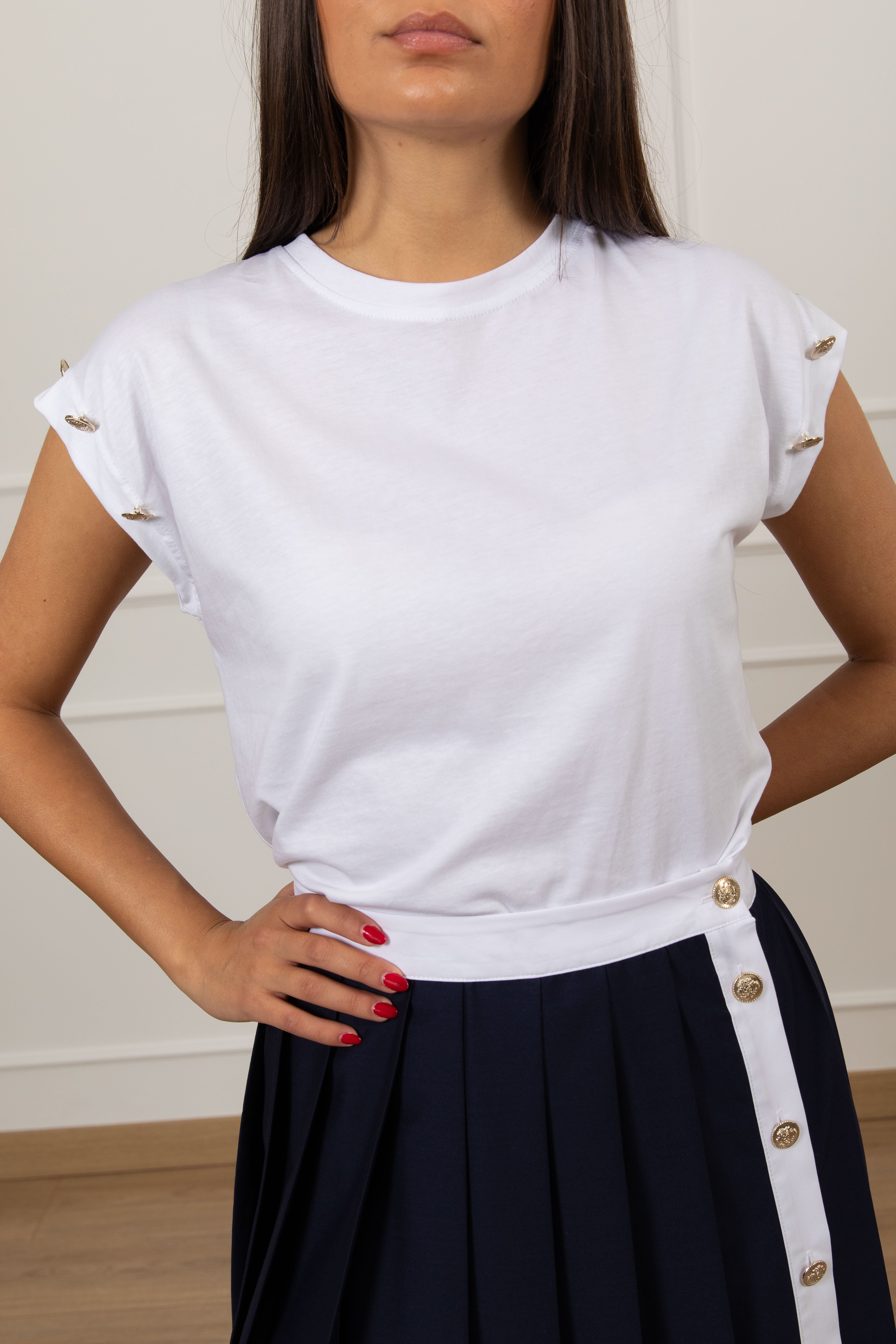 T-shirt con bottoni oro Tensione IN