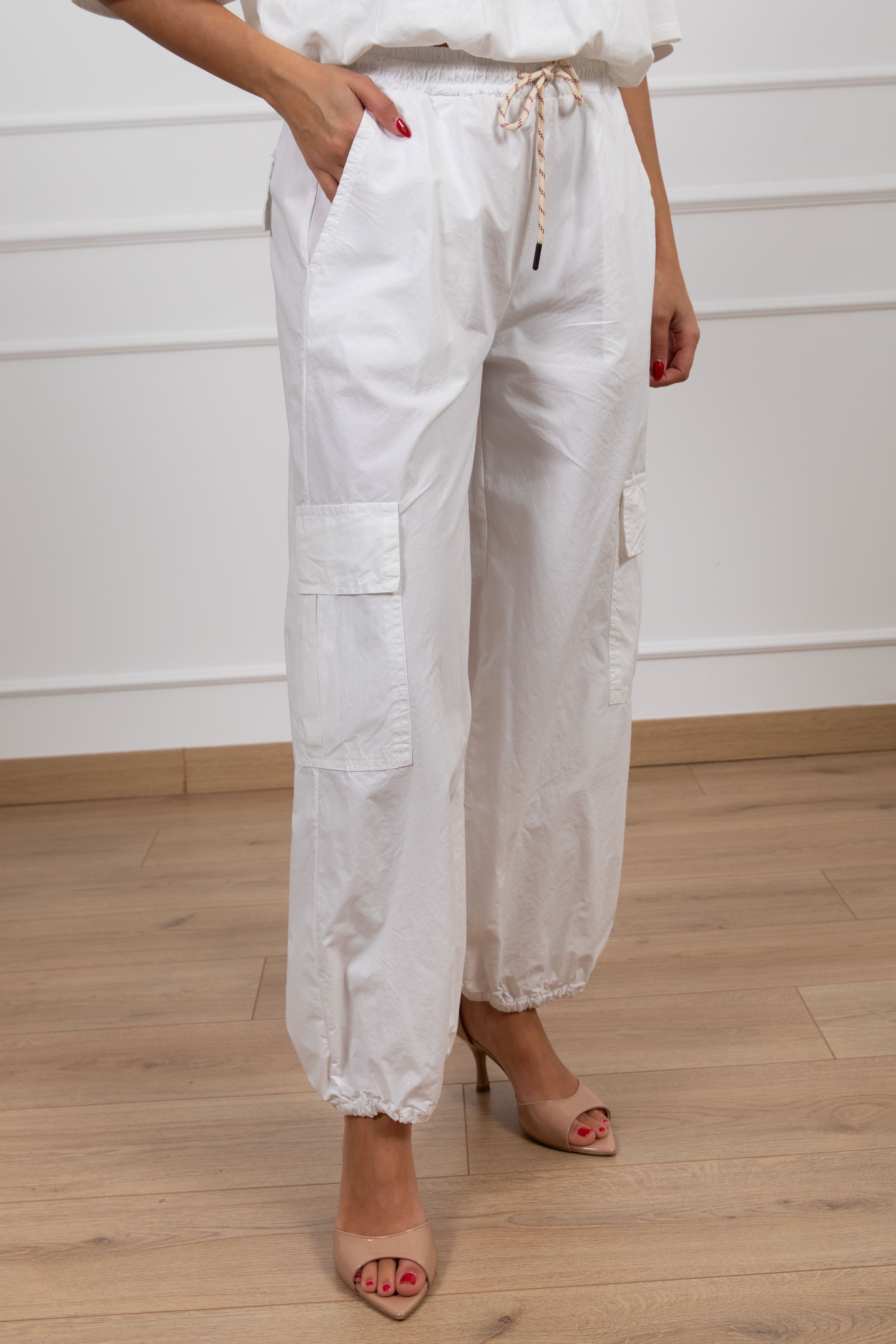 Pantalone cargo in cotone con elastico sul fondo Susy Mix