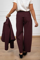 Pantalone 5 tasche in punto milano con cintura placca variante bordeaux Tensione IN