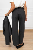 Pantalone 5 tasche in punto milano con cintura placca variante antracite Tensione IN